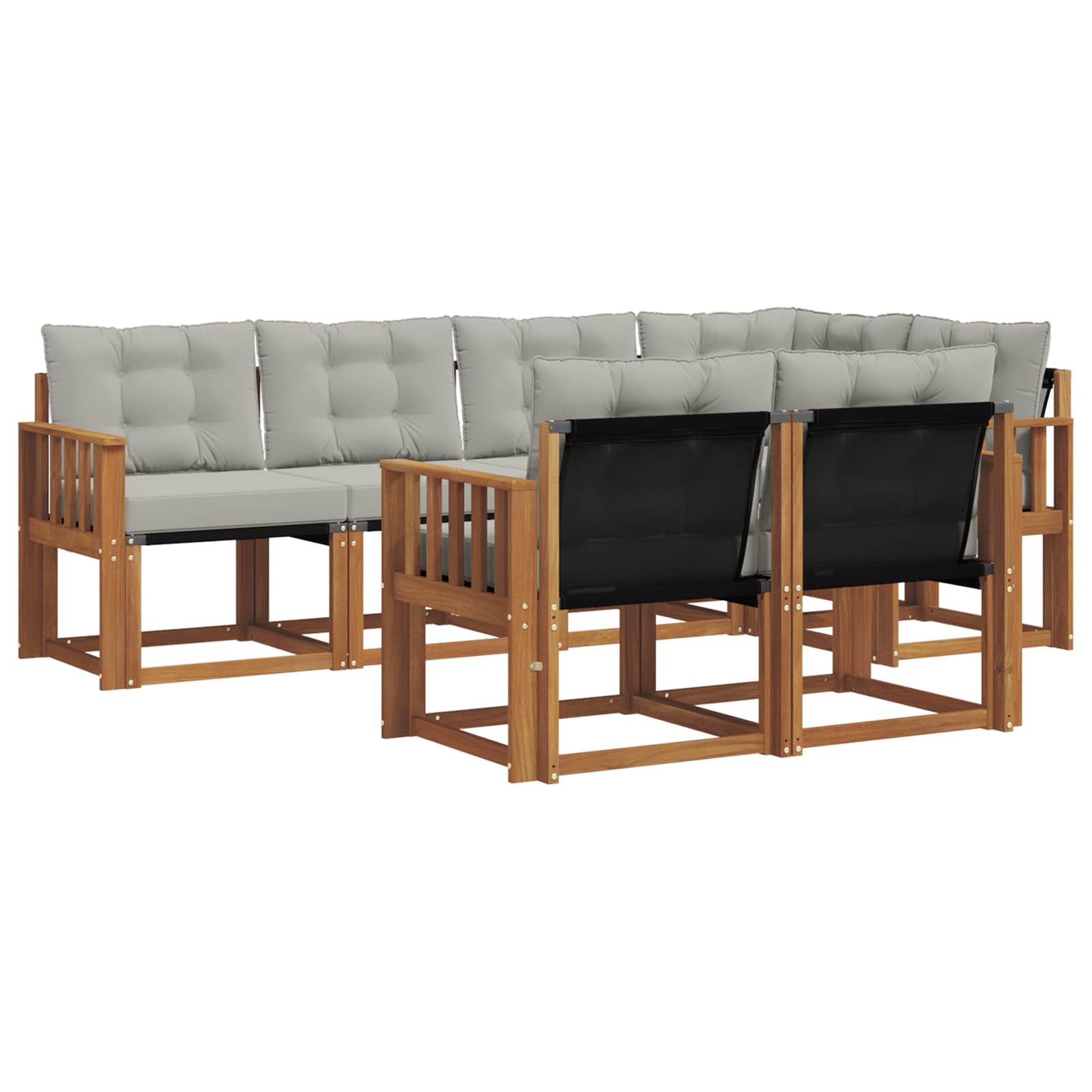 Outdoor-Sofagarnitur mit Kissen 7 pcs Natürlich und Hellgrau