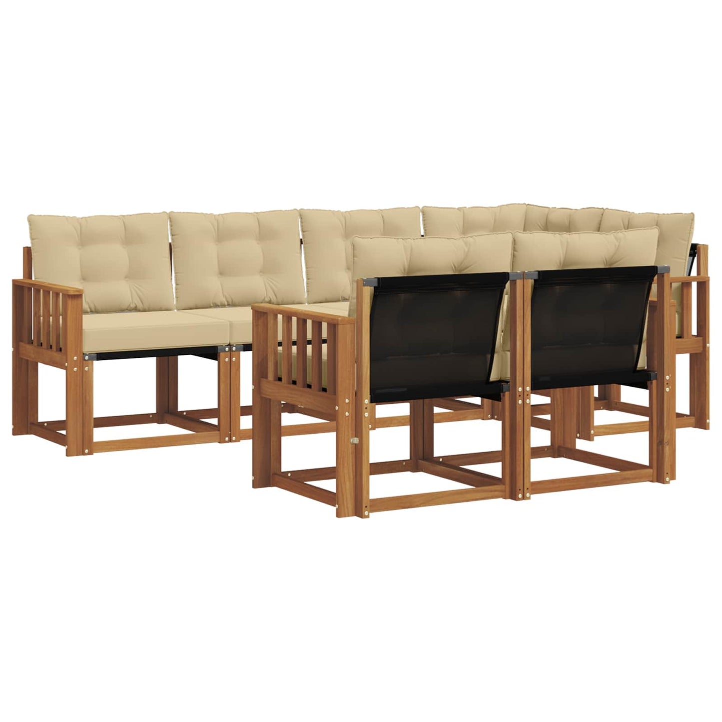 Outdoor-Sofagarnitur 7 stk. Natur und Beige