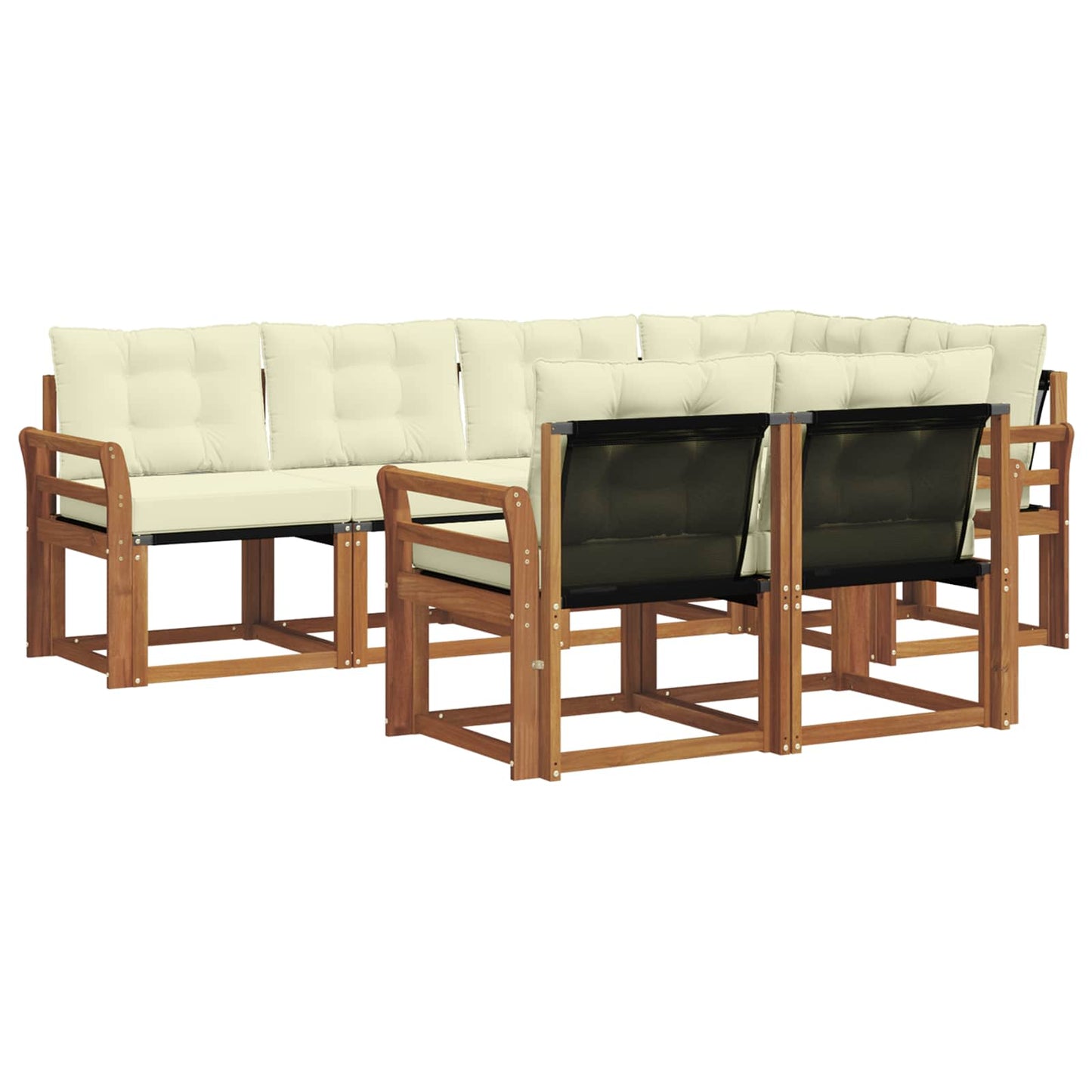 Outdoor-Sofagarnitur 7 stk. Natur und Creme