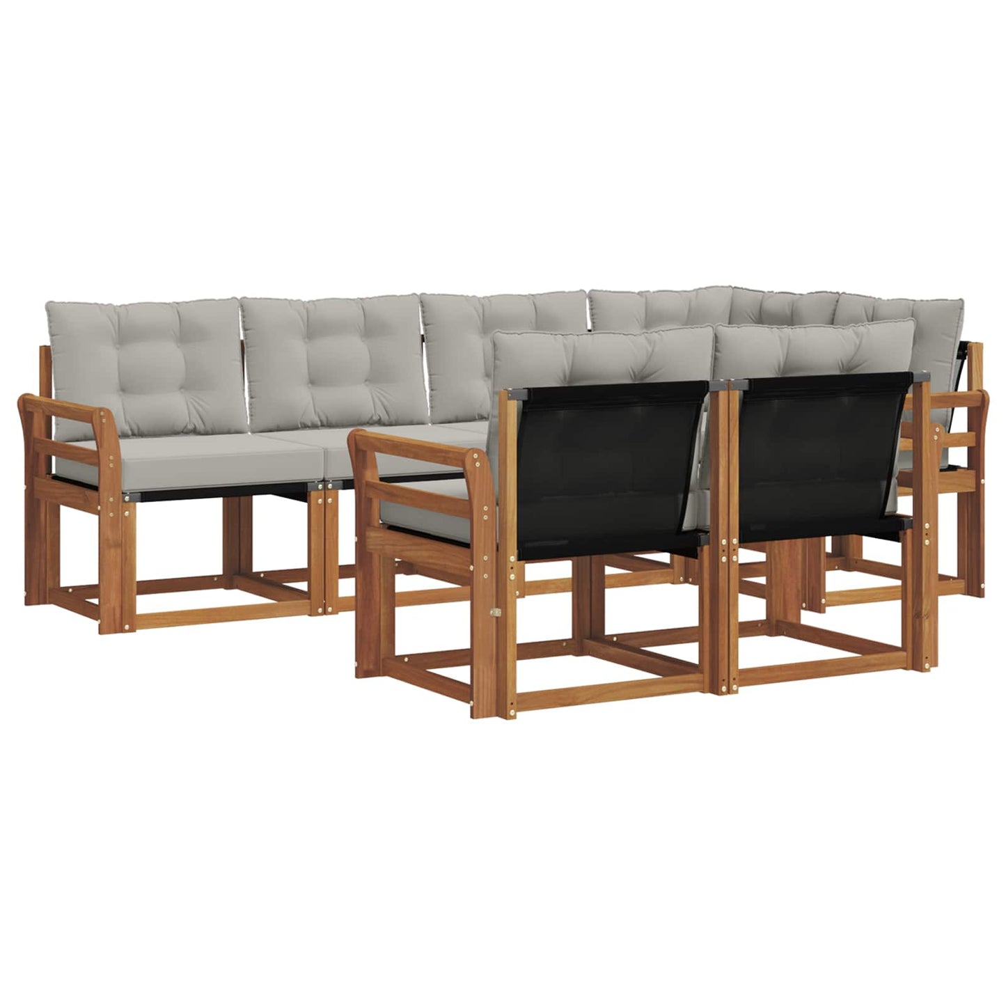 Outdoor-Sofagarnitur mit Kissen 7 pcs Natürlich und Hellgrau