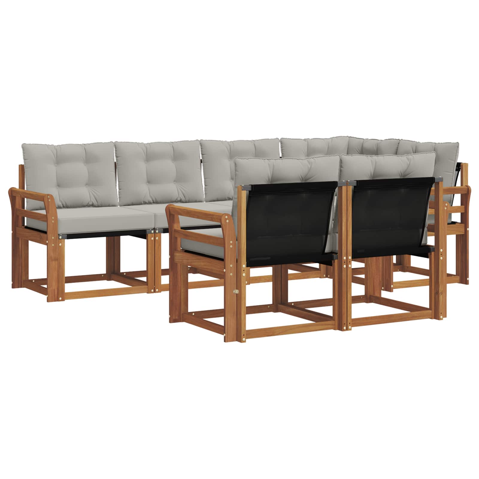Outdoor-Sofagarnitur mit Kissen 7 pcs Natürlich und Hellgrau