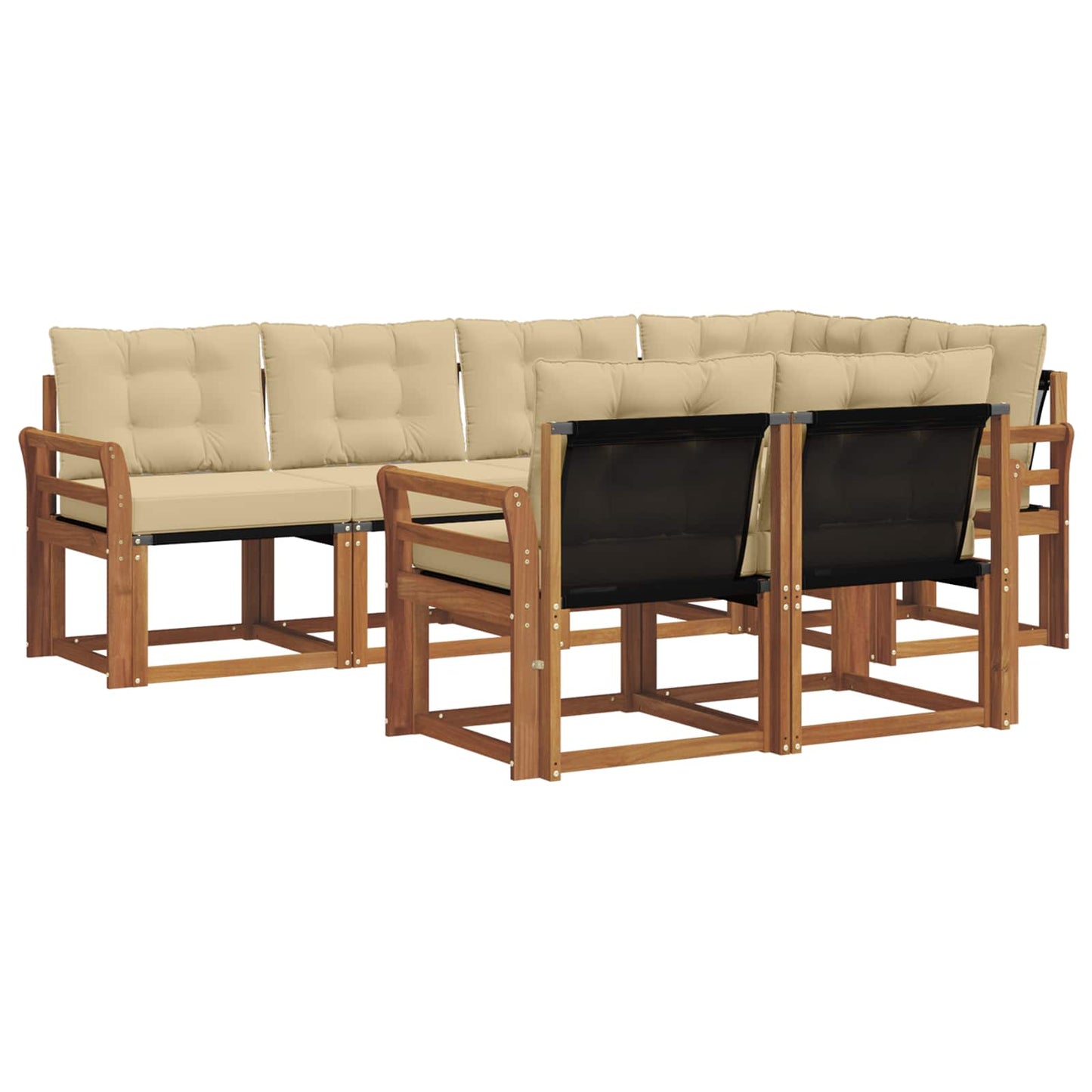 Outdoor-Sofagarnitur 7 stk. Natur und Beige