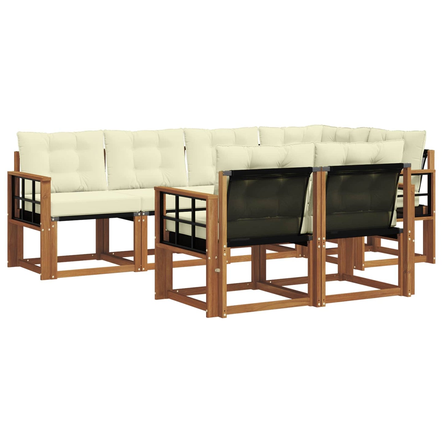 Outdoor-Sofagarnitur 7 stk. Natur und Creme