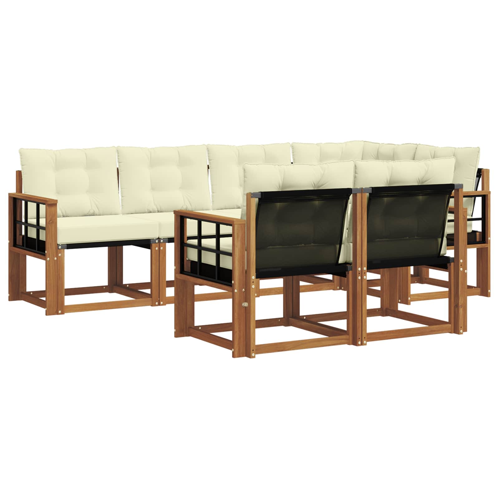 Outdoor-Sofagarnitur 7 stk. Natur und Creme