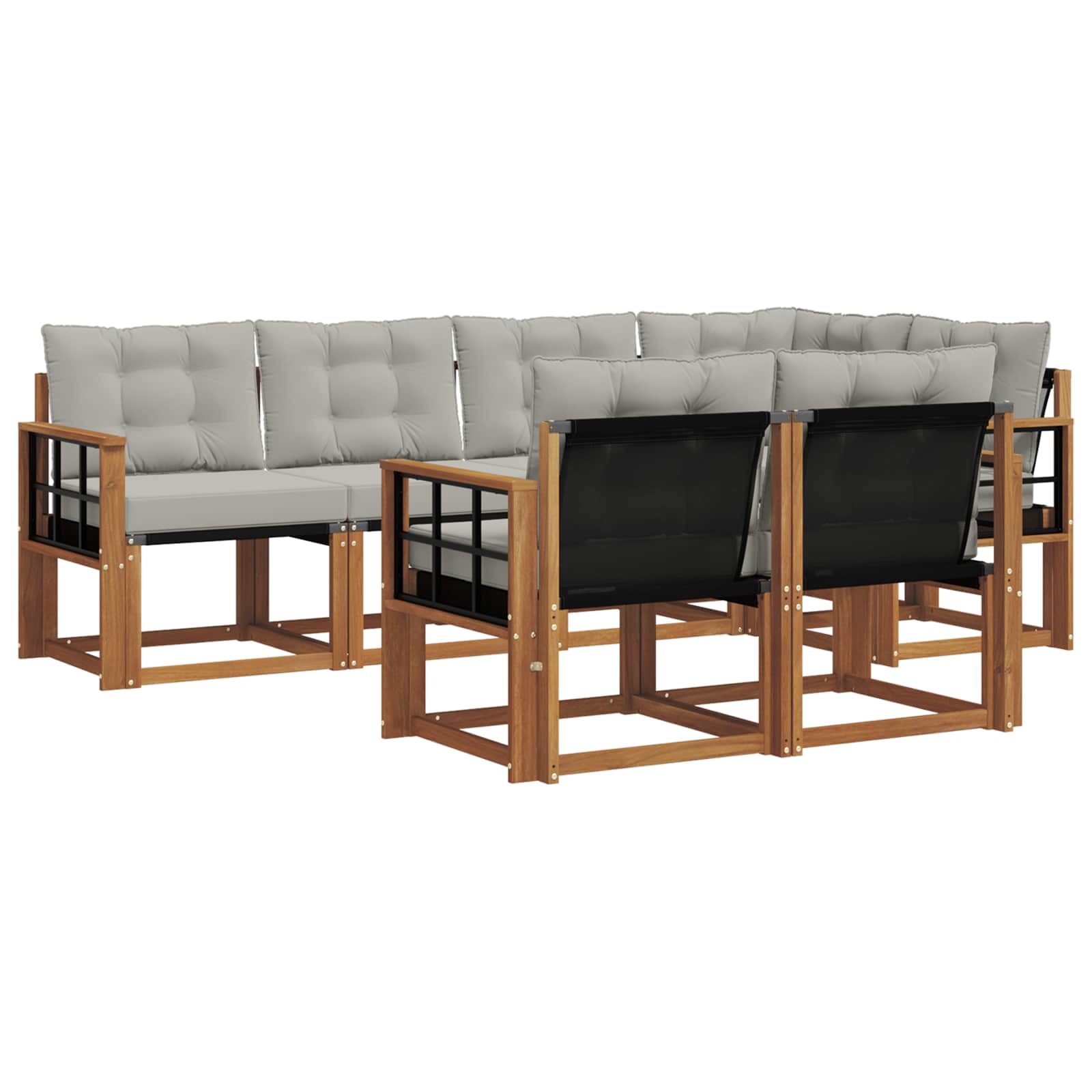 Outdoor-Sofagarnitur mit Kissen 7 pcs Natürlich und Hellgrau