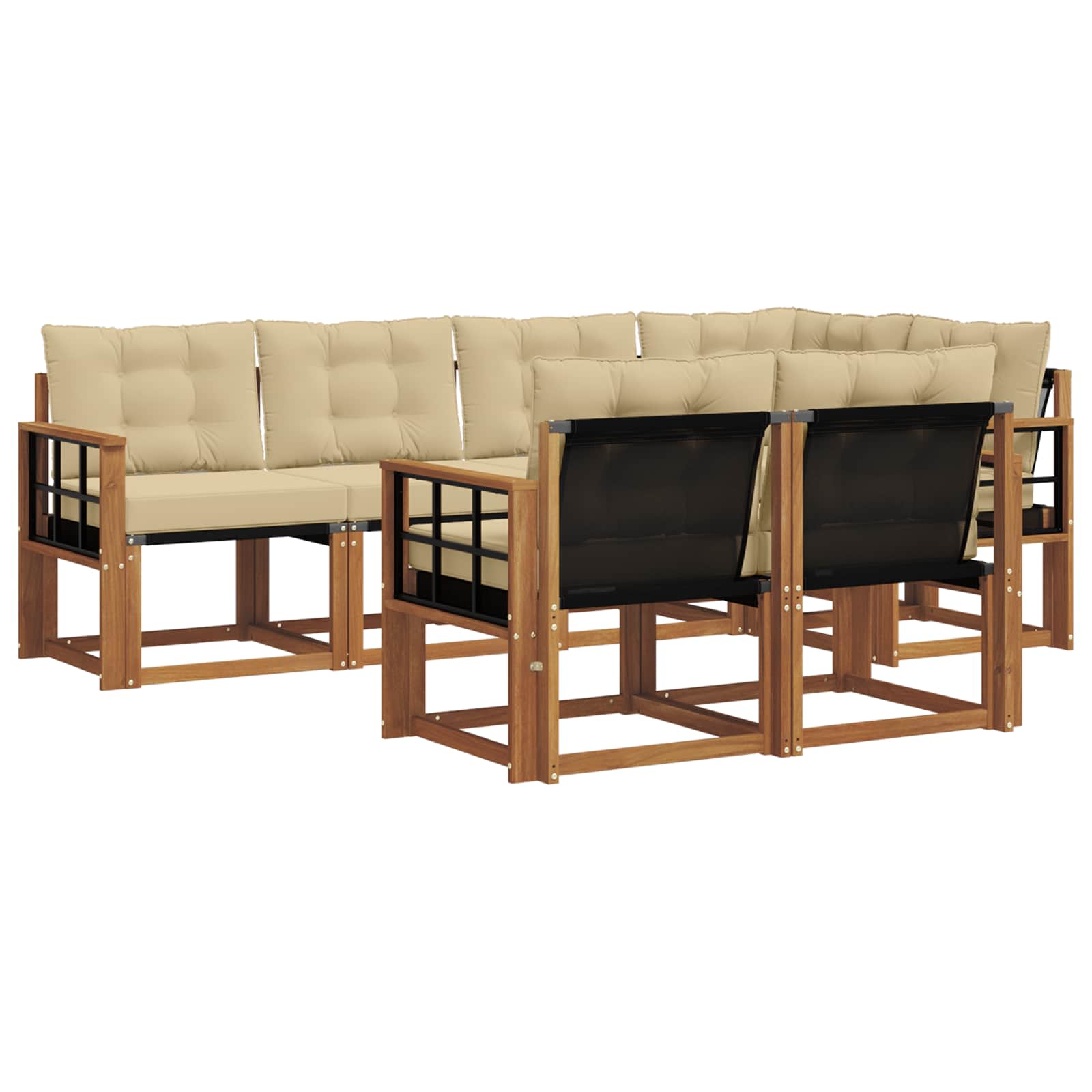 Outdoor-Sofagarnitur 7 stk. Natur und Beige