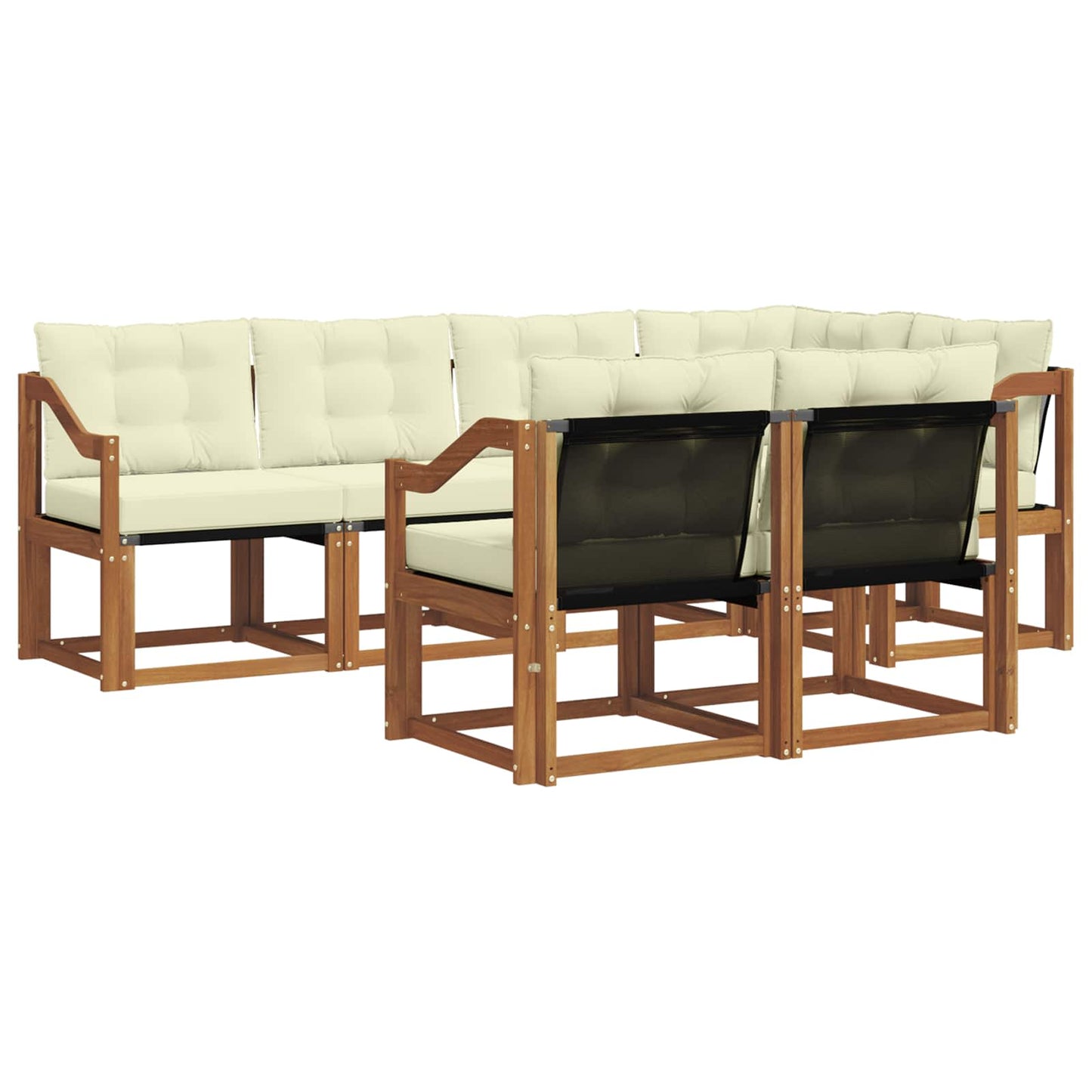 Outdoor-Sofagarnitur 7 stk. Natur und Creme