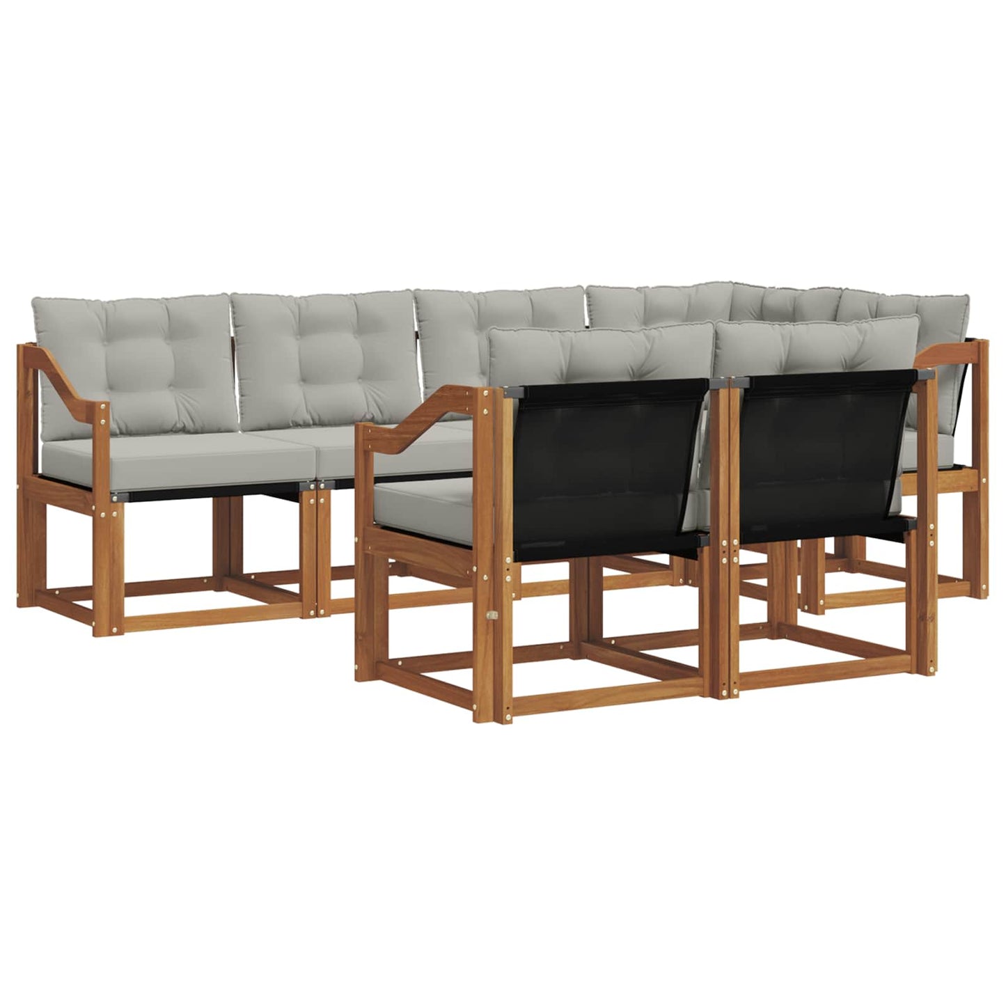 Outdoor-Sofagarnitur mit Kissen 7 pcs Natürlich und Hellgrau