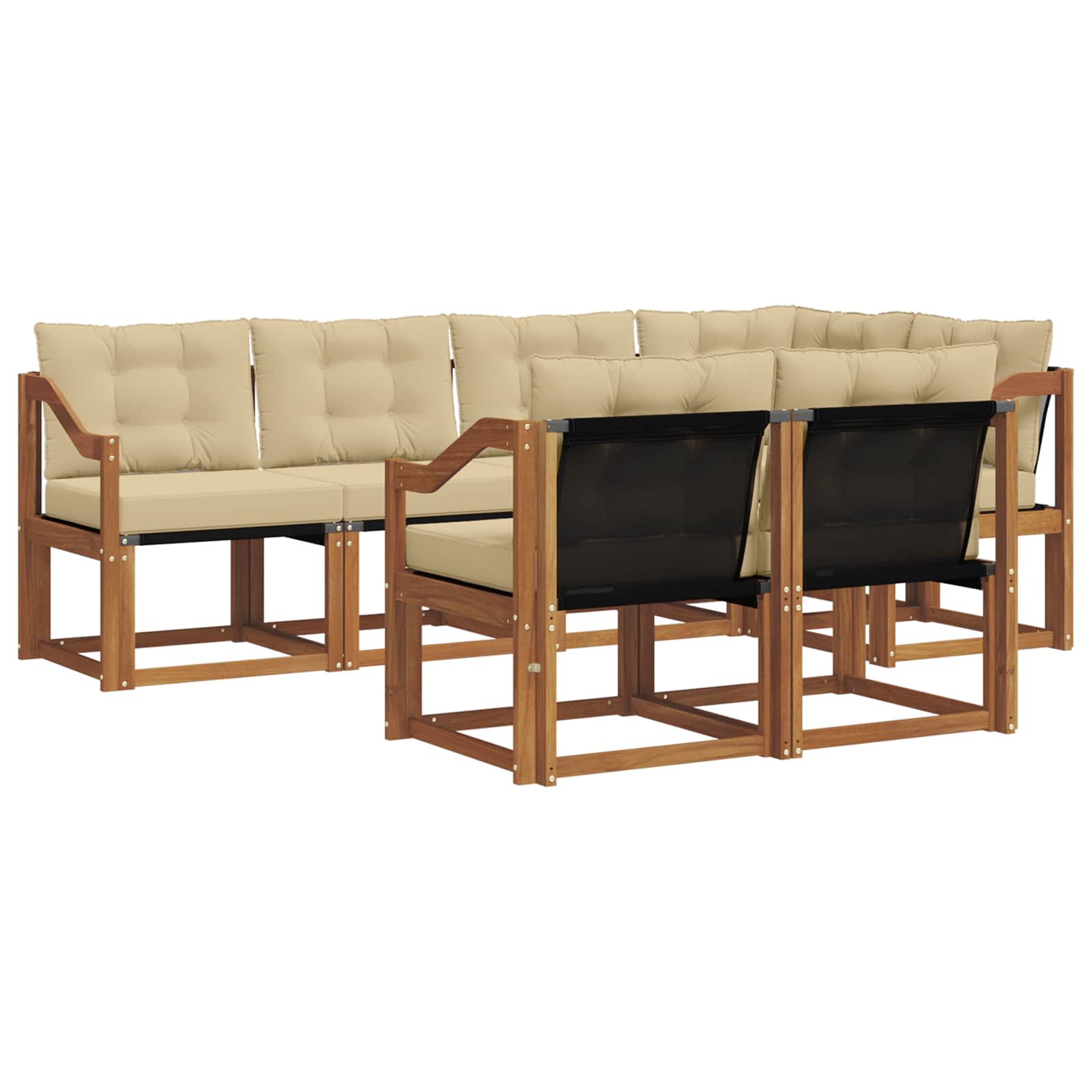 Outdoor-Sofagarnitur 7 stk. Natur und Beige