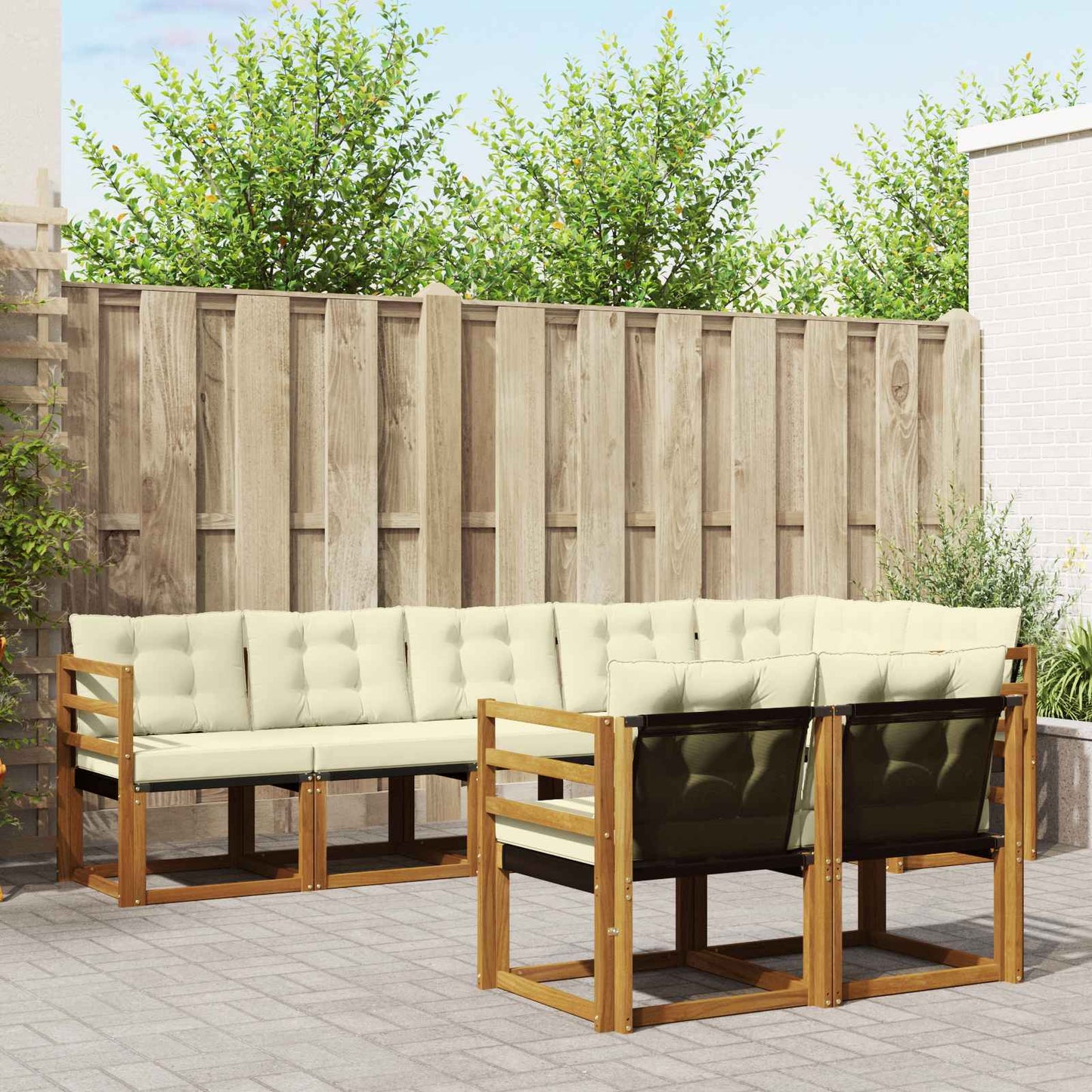 Outdoor-Sofagarnitur 8 stk. Natur und Creme