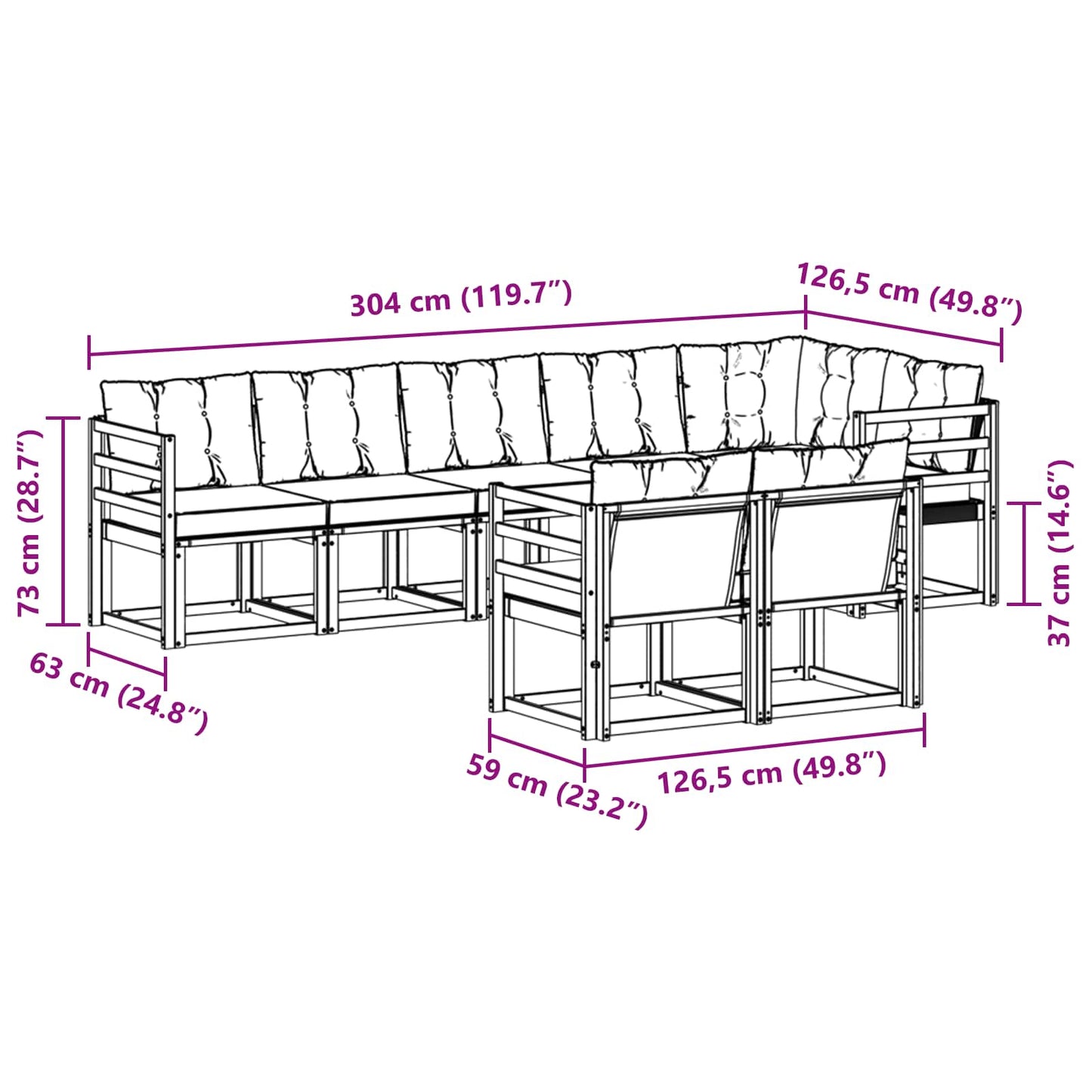 Outdoor-Sofagarnitur 8 stk. Natur und Creme