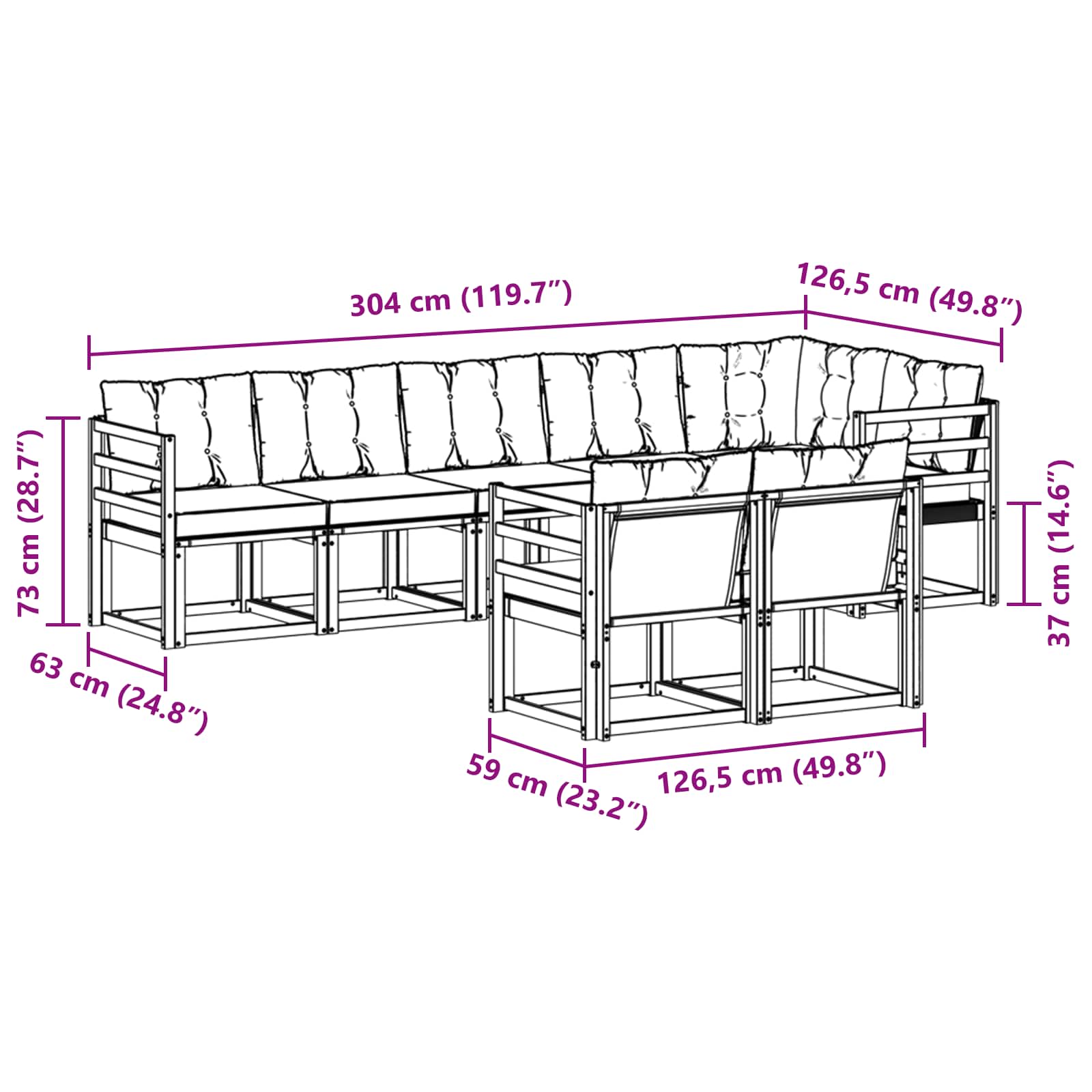 Outdoor-Sofagarnitur 8 stk. Natur und Creme