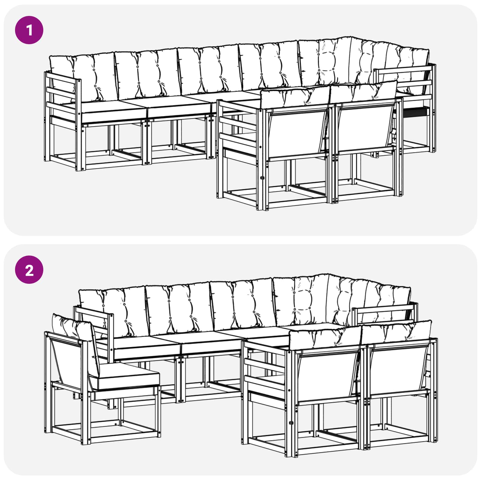 Outdoor-Sofagarnitur 8 stk. Natur und Creme