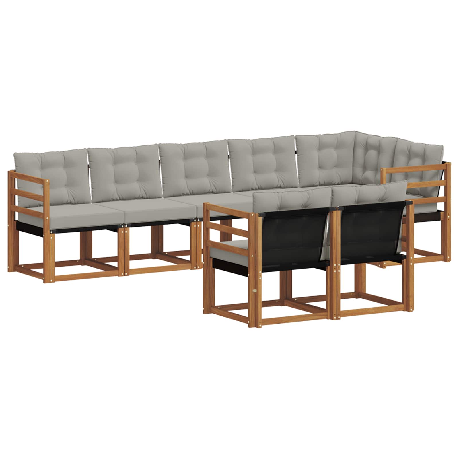 Outdoor-Sofagarnitur mit Kissen 8 pcs Natürlich und Hellgrau
