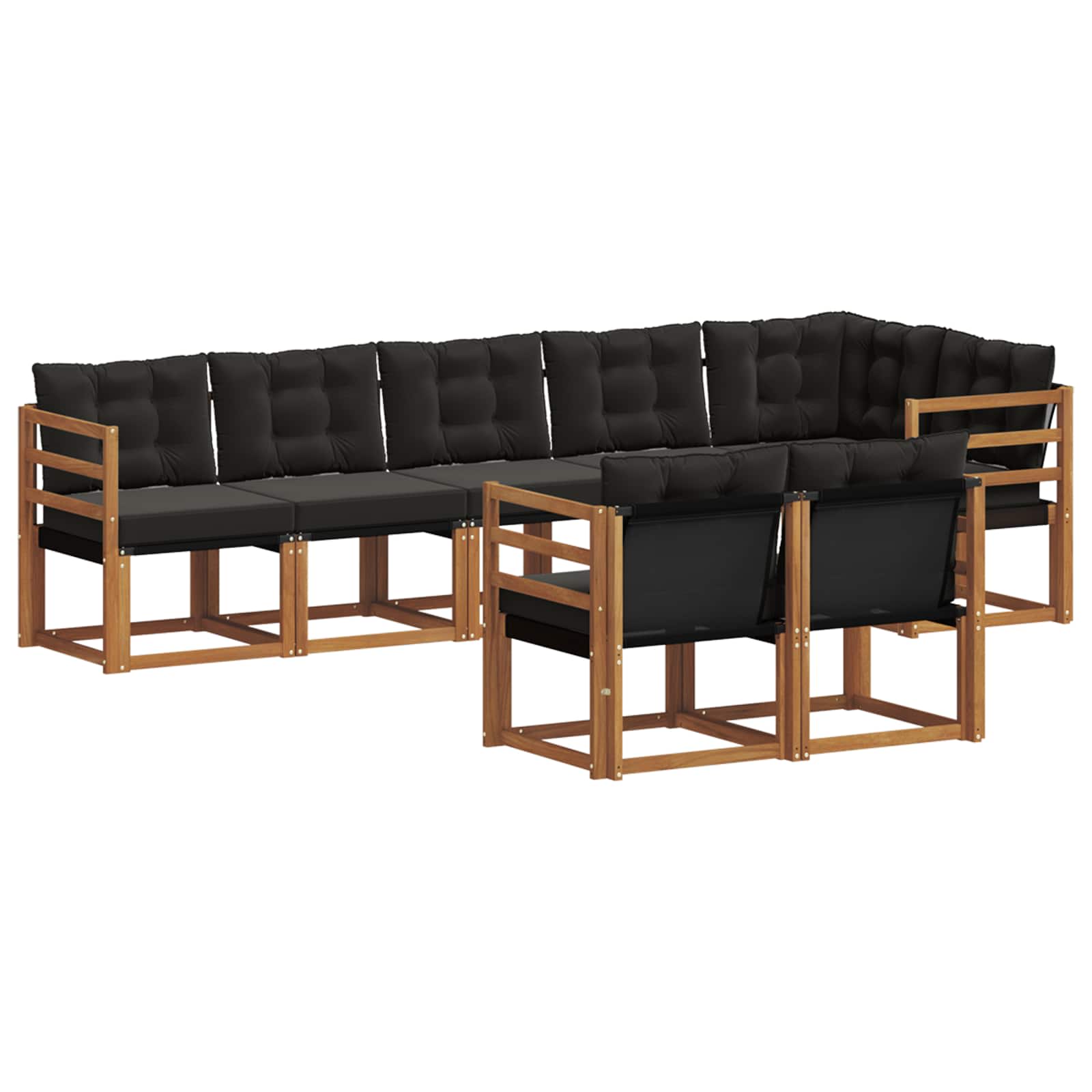 Outdoor-Sofagarnitur mit Kissen 8 pcs Natürlich und Schwarz