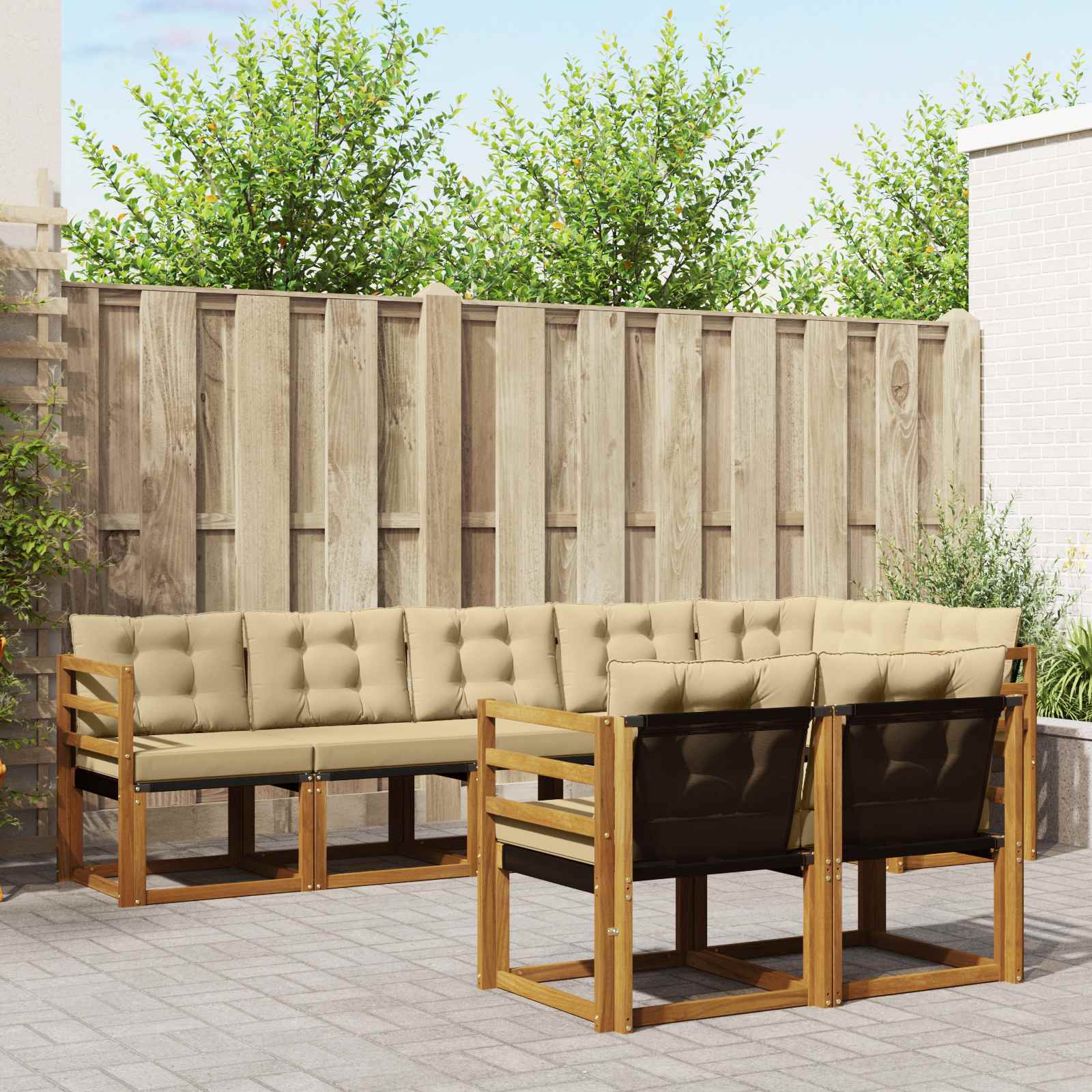 Outdoor-Sofagarnitur 8 stk. Natur und Beige