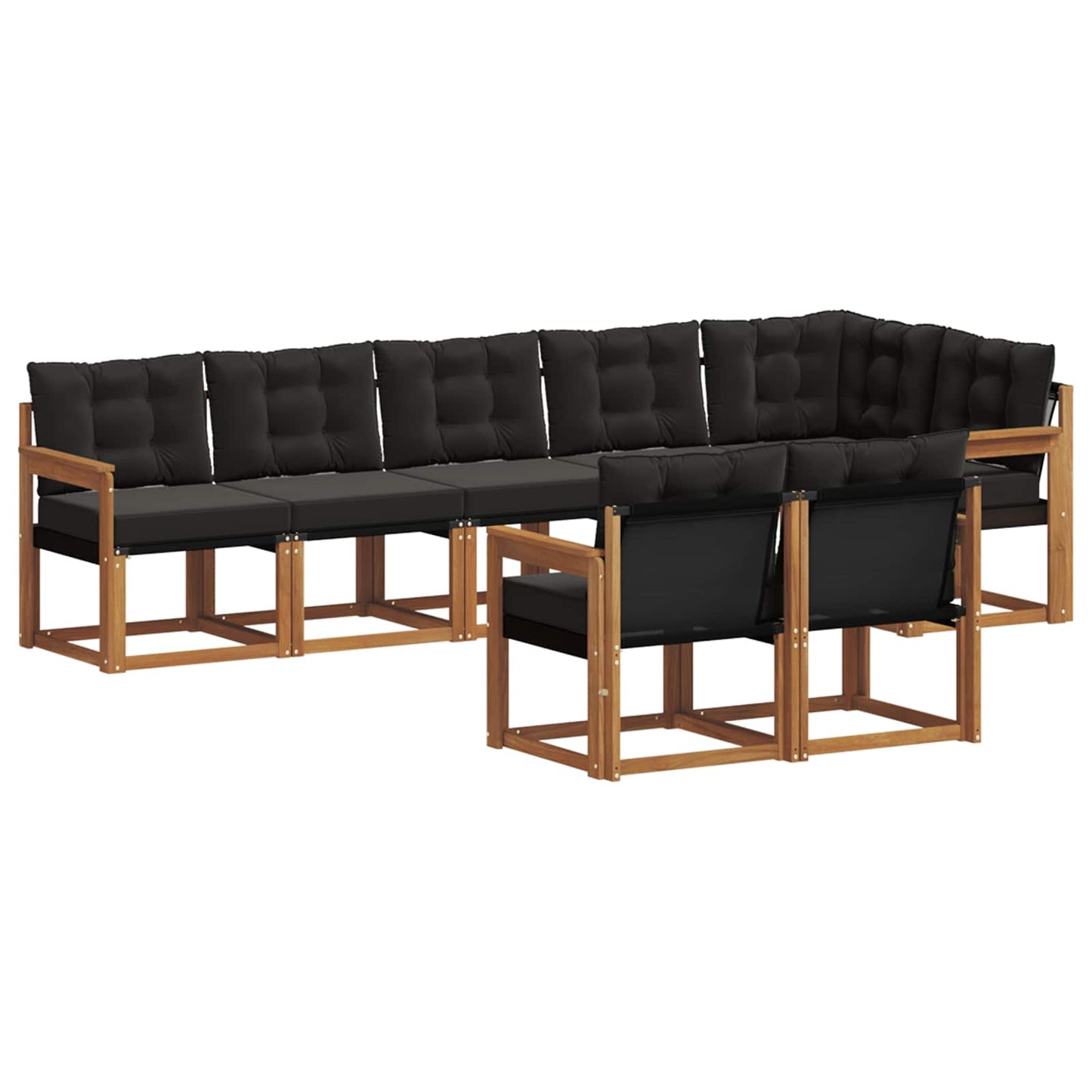 Outdoor-Sofagarnitur mit Kissen 8 pcs Natürlich und Schwarz