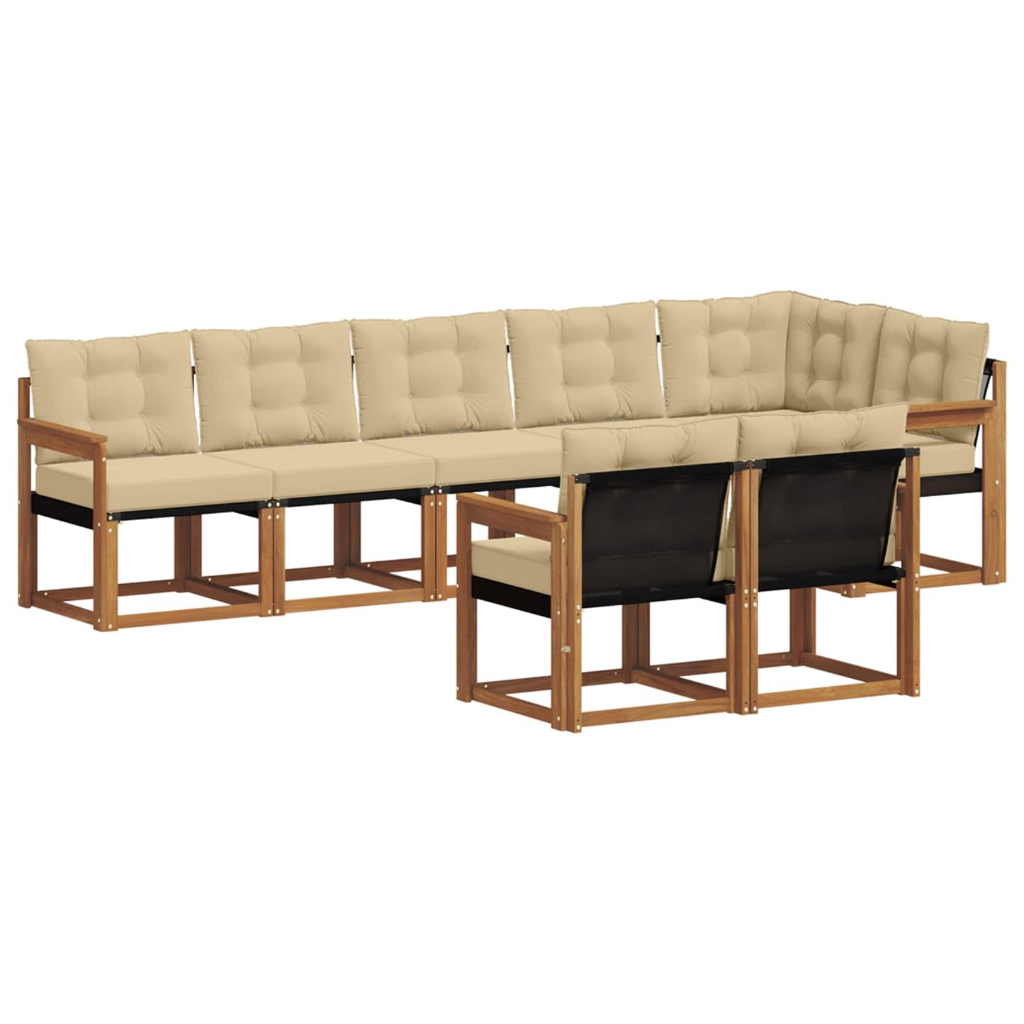 Outdoor-Sofagarnitur mit Kissen 8 pcs Natur und Beige