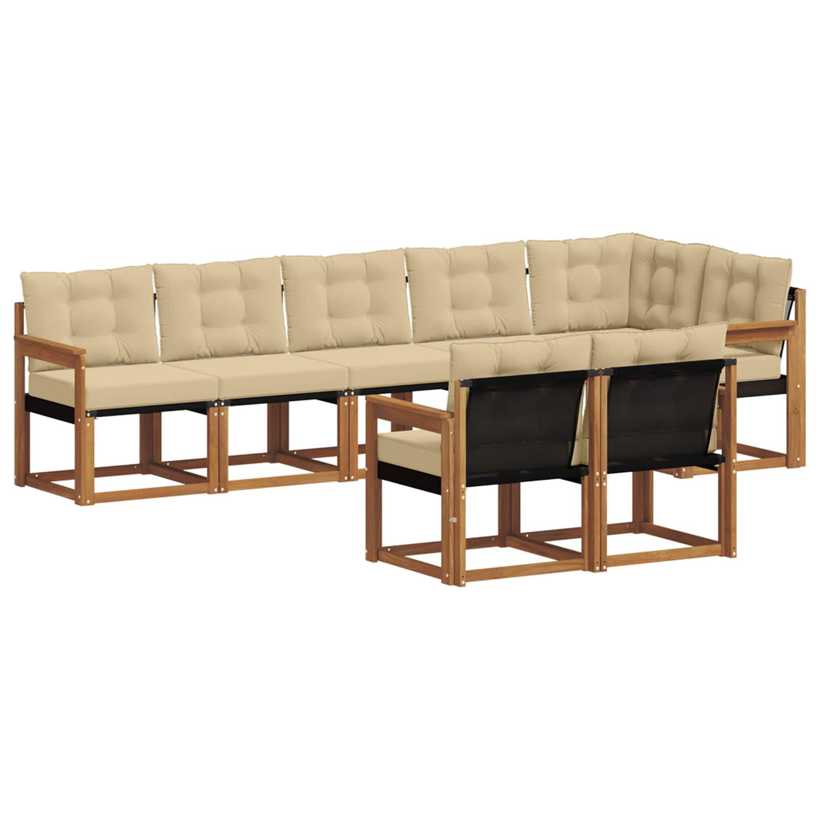 Outdoor-Sofagarnitur mit Kissen 8 pcs Natur und Beige
