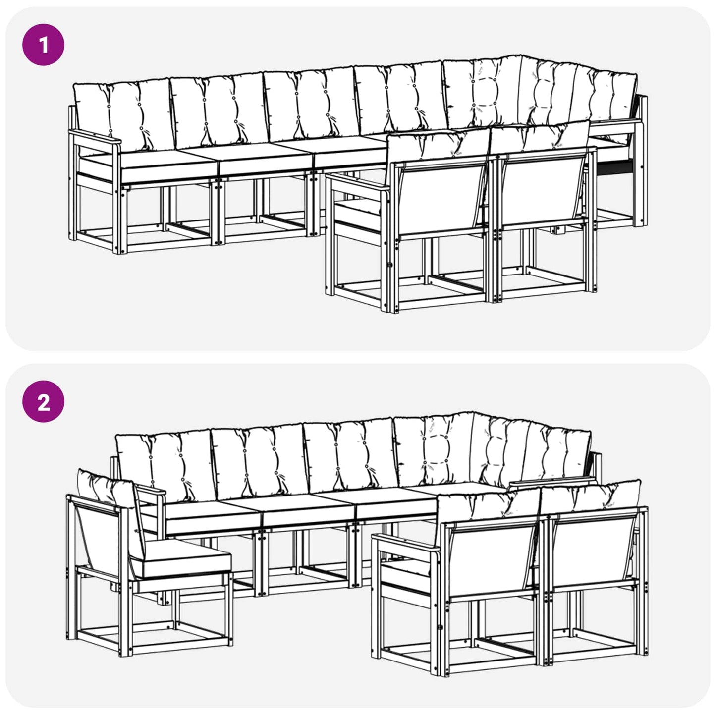 Outdoor-Sofagarnitur mit Kissen 8 pcs Natur und Beige