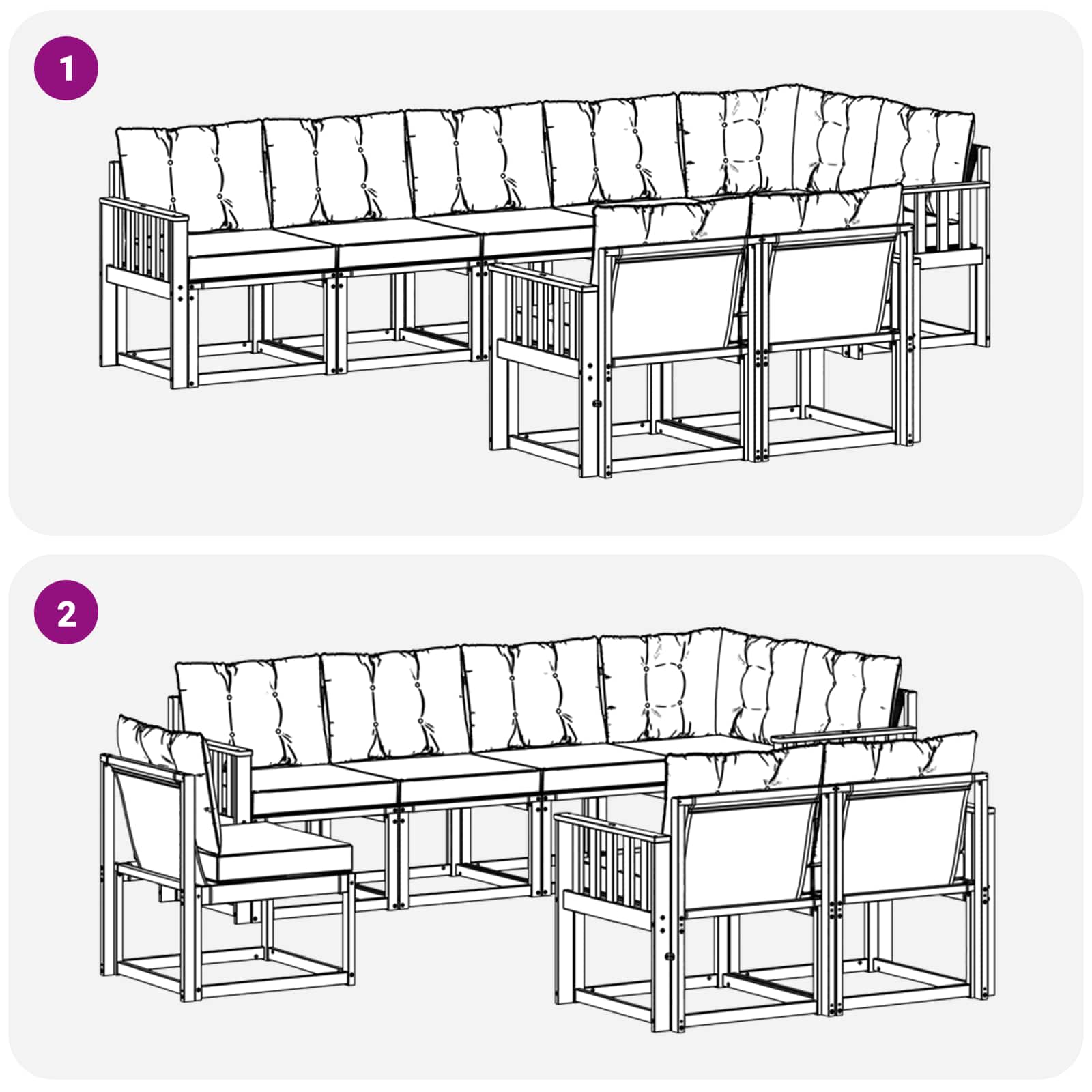 Outdoor-Sofagarnitur 8 stk. Natur und Creme