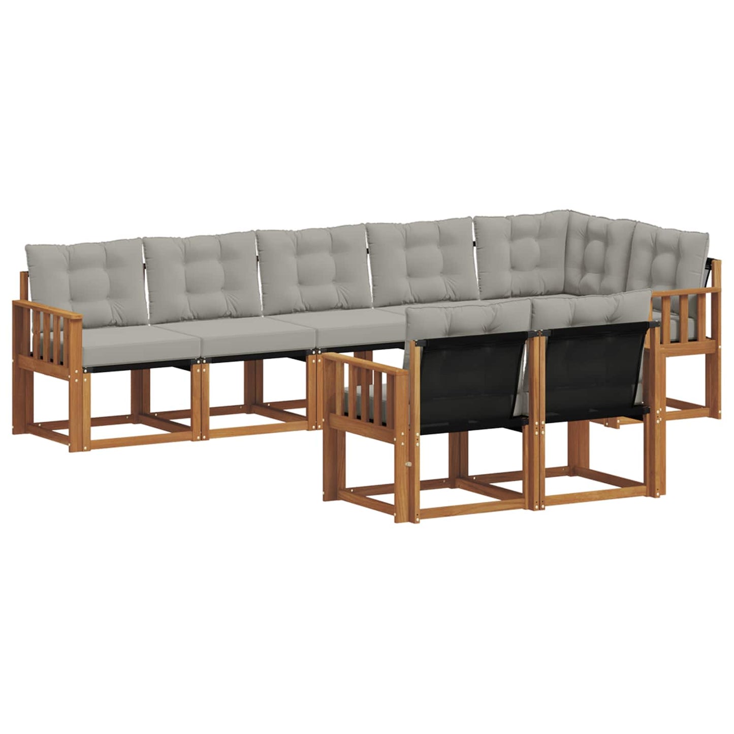 Outdoor-Sofagarnitur mit Kissen 8 pcs Natürlich und Hellgrau