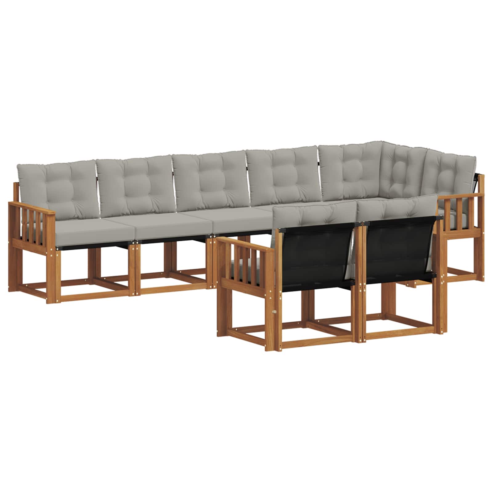 Outdoor-Sofagarnitur mit Kissen 8 pcs Natürlich und Hellgrau