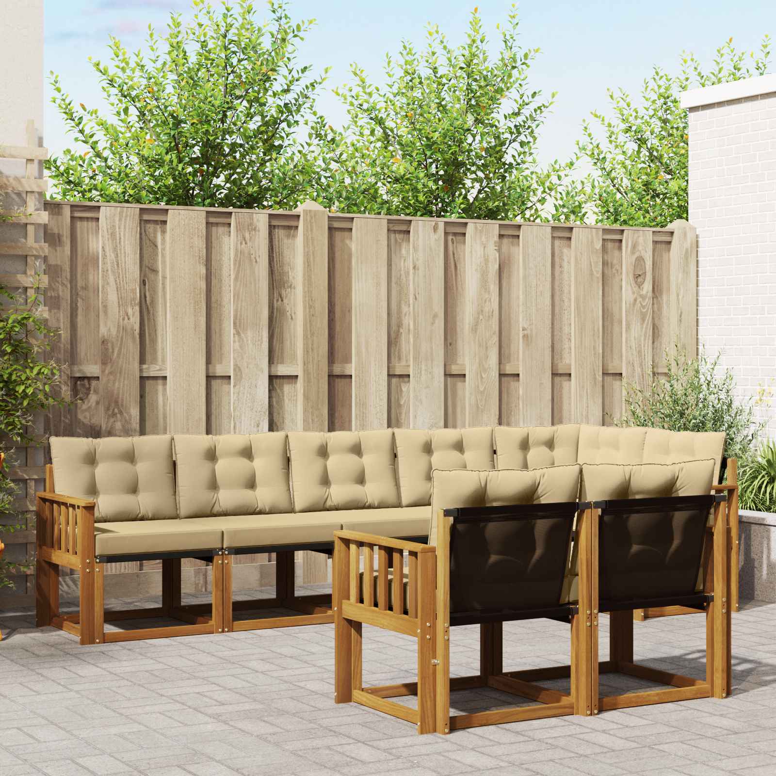 Outdoor-Sofagarnitur 8 stk. Natur und Beige