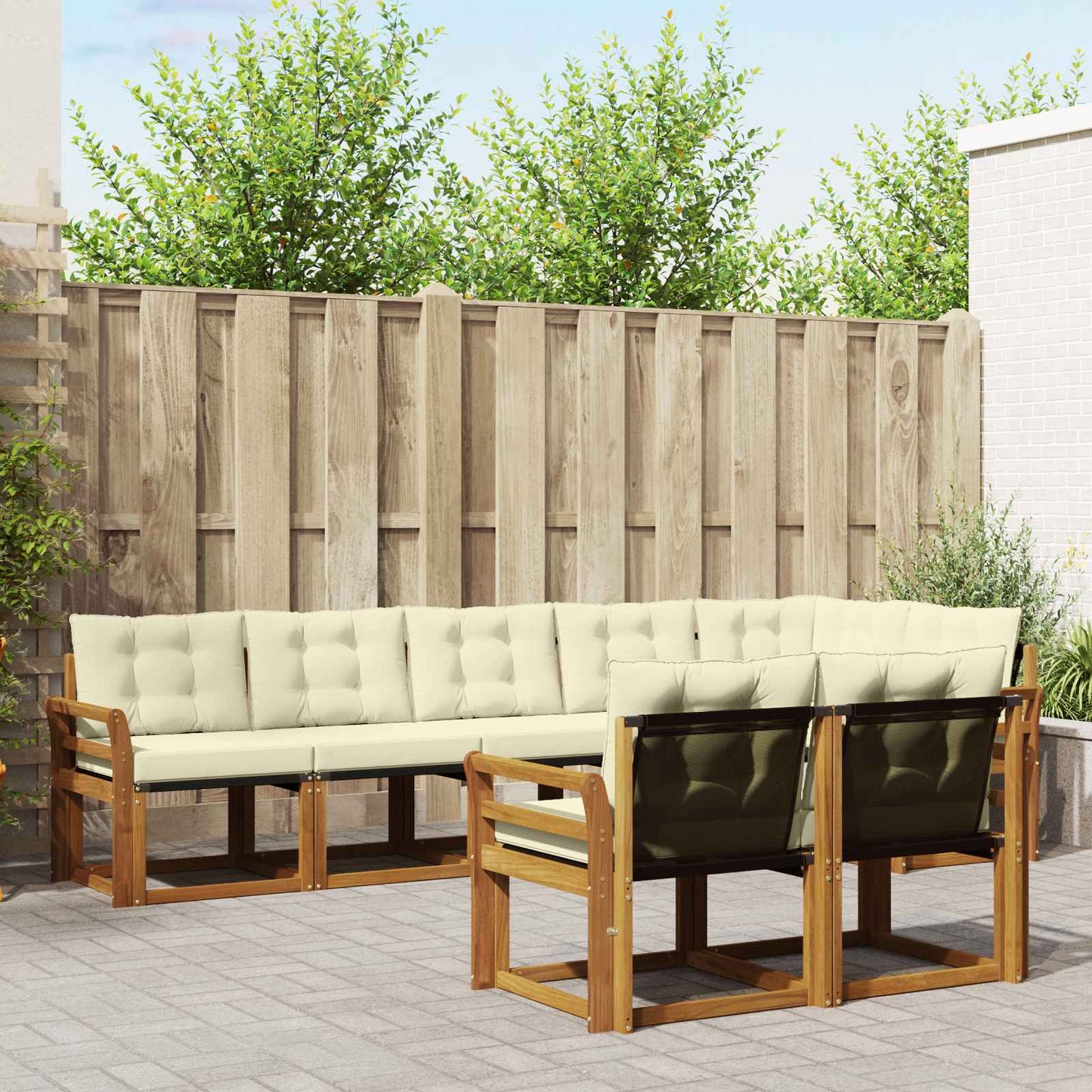 Outdoor-Sofagarnitur mit Kissen 8 pcs Natur und Creme