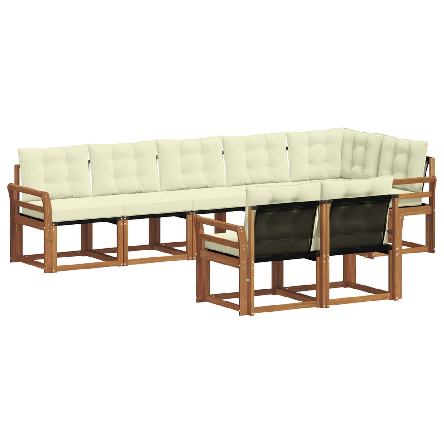 Outdoor-Sofagarnitur mit Kissen 8 pcs Natur und Creme
