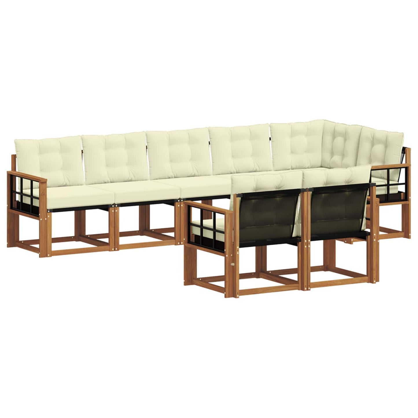 Outdoor-Sofagarnitur mit Kissen 8 pcs Natur und Creme