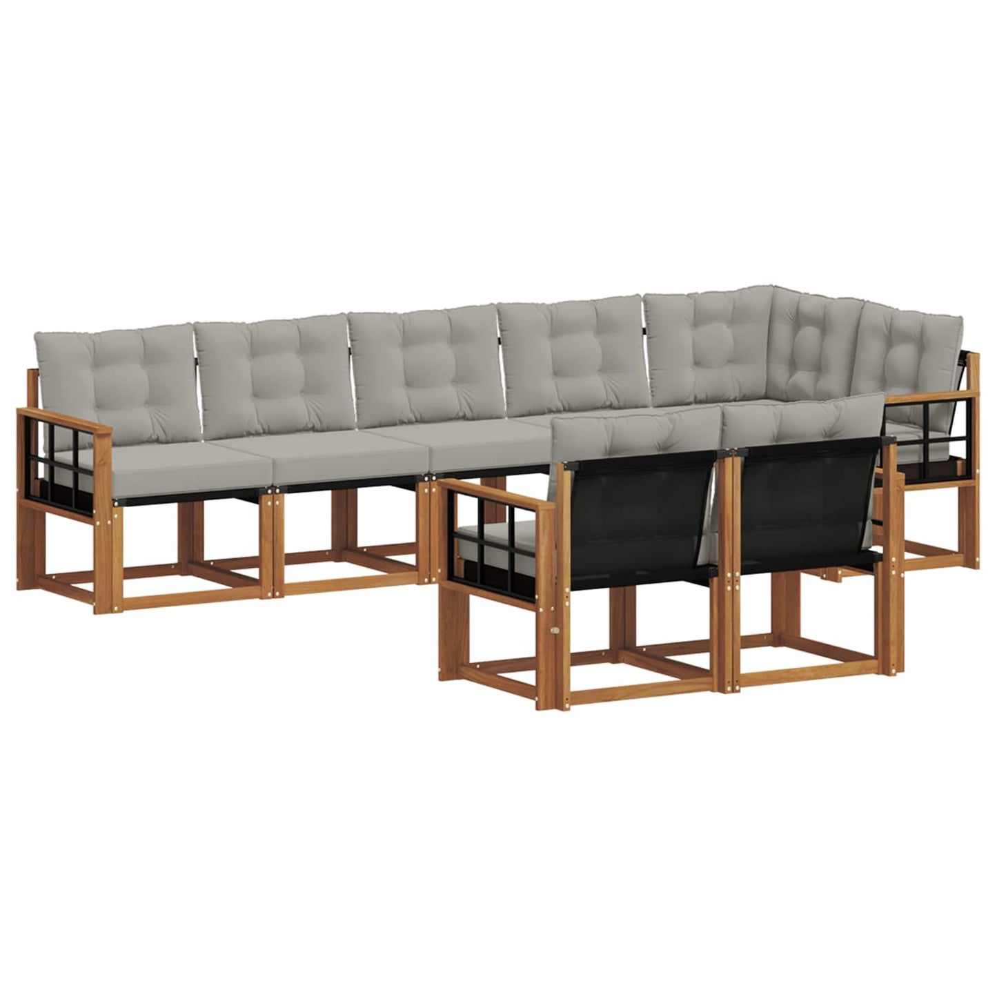 Outdoor-Sofagarnitur mit Kissen 8 pcs Natürlich und Hellgrau