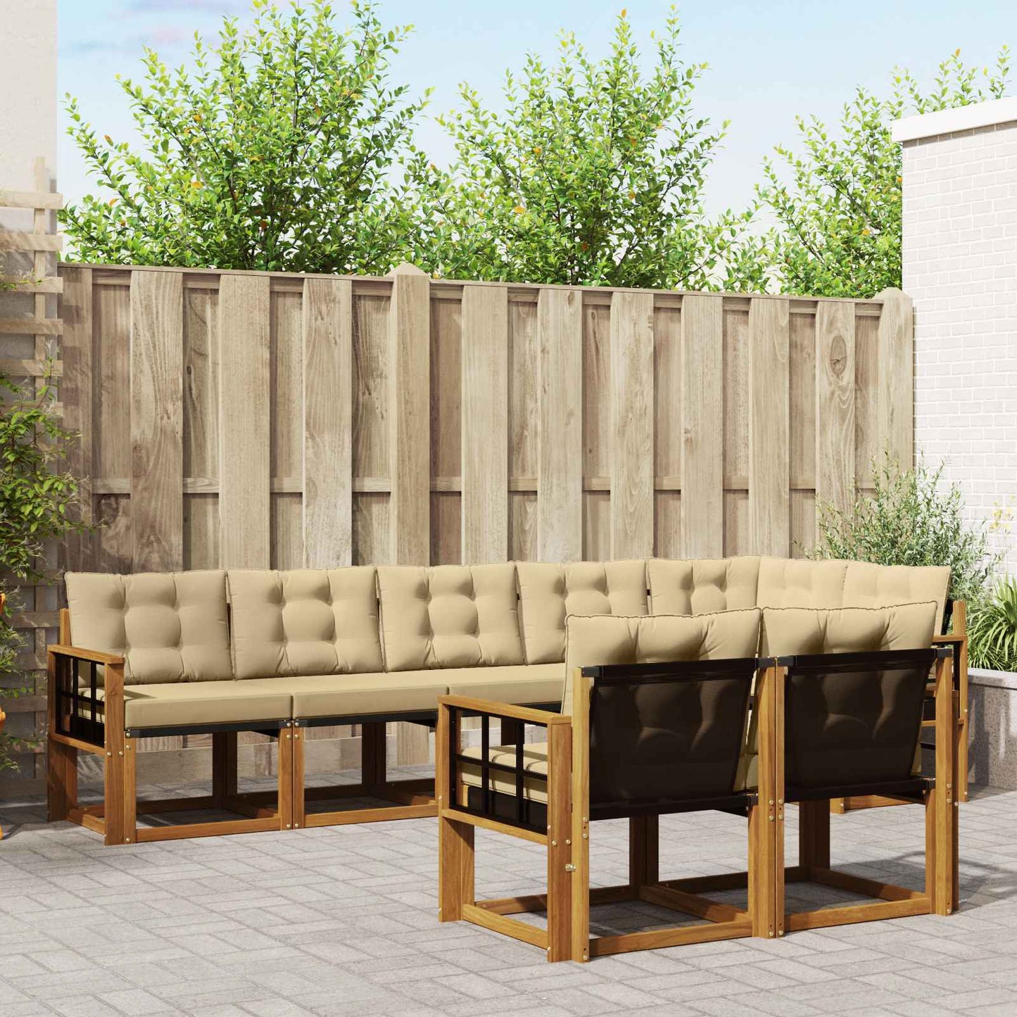 Outdoor-Sofagarnitur 8 stk. Natur und Beige
