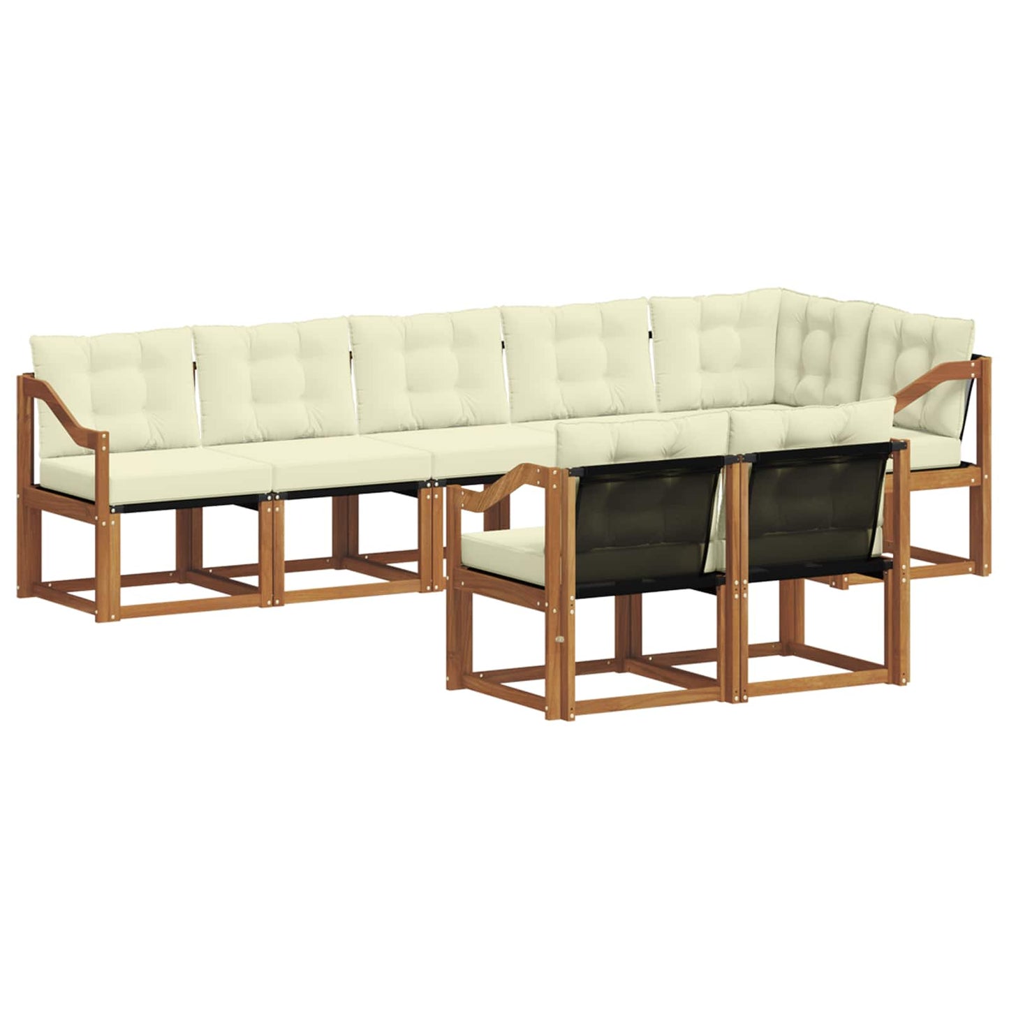 Outdoor-Sofagarnitur mit Kissen 8 pcs Natur und Creme