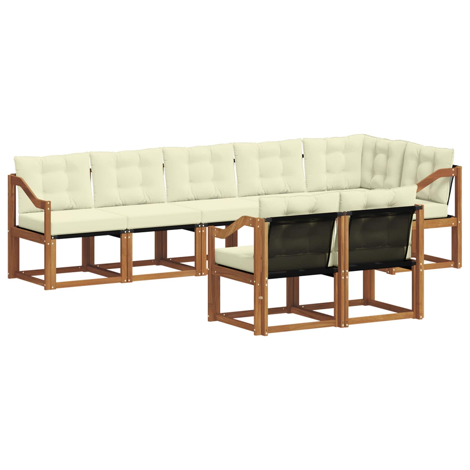 Outdoor-Sofagarnitur mit Kissen 8 pcs Natur und Creme