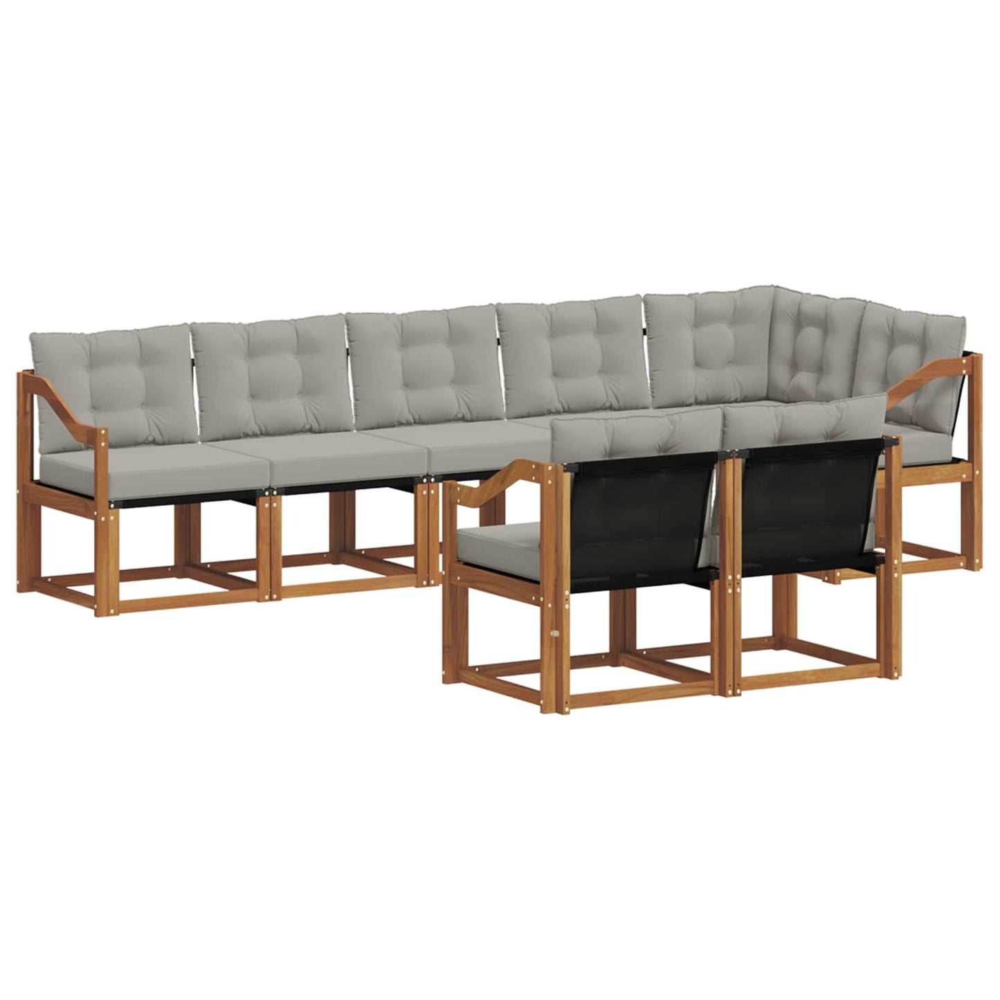 Outdoor-Sofagarnitur mit Kissen 8 pcs Natürlich und Hellgrau