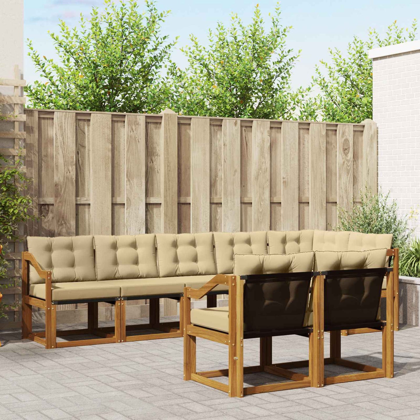 Outdoor-Sofagarnitur 8 stk. Natur und Beige