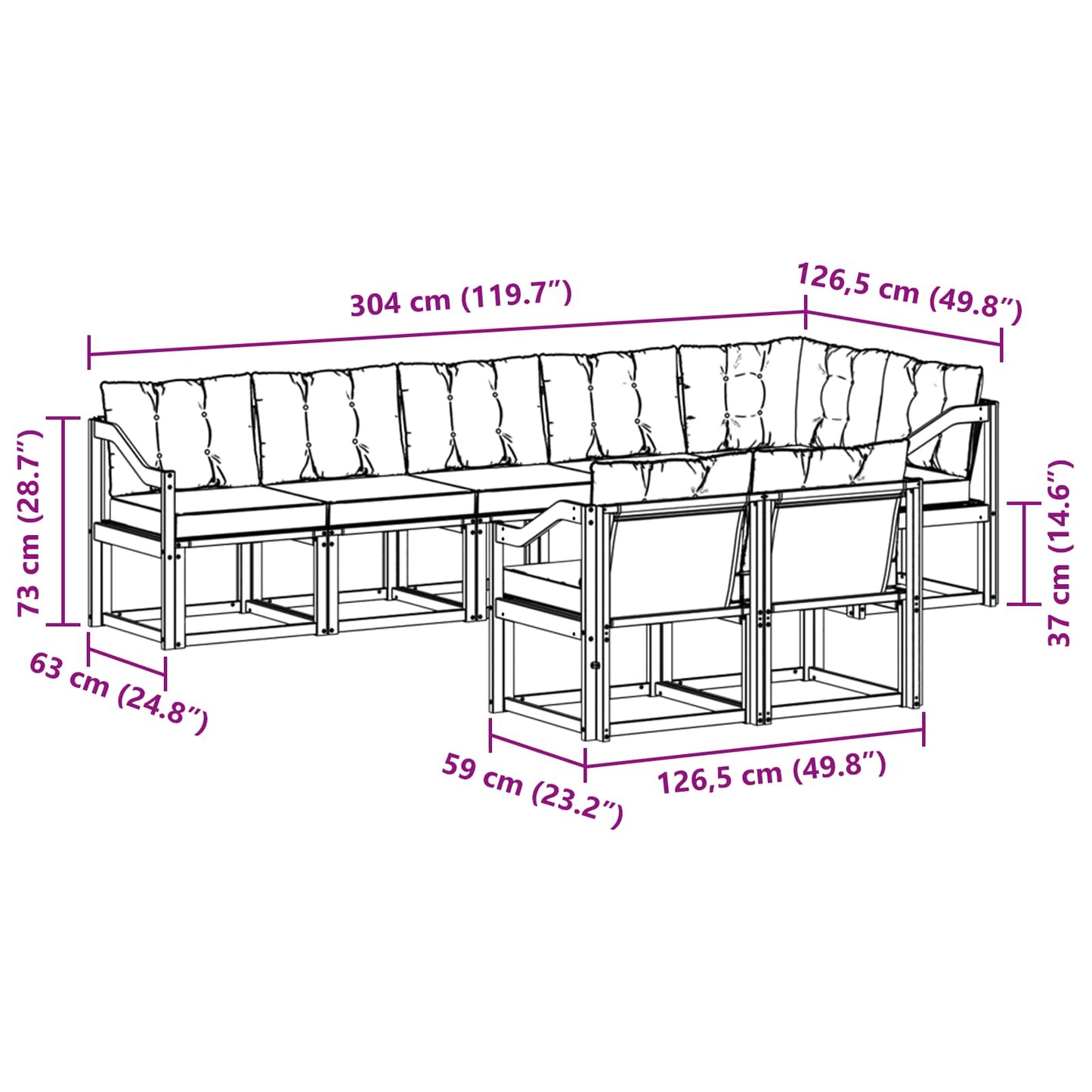 Outdoor-Sofagarnitur 8 stk. Natur und Beige