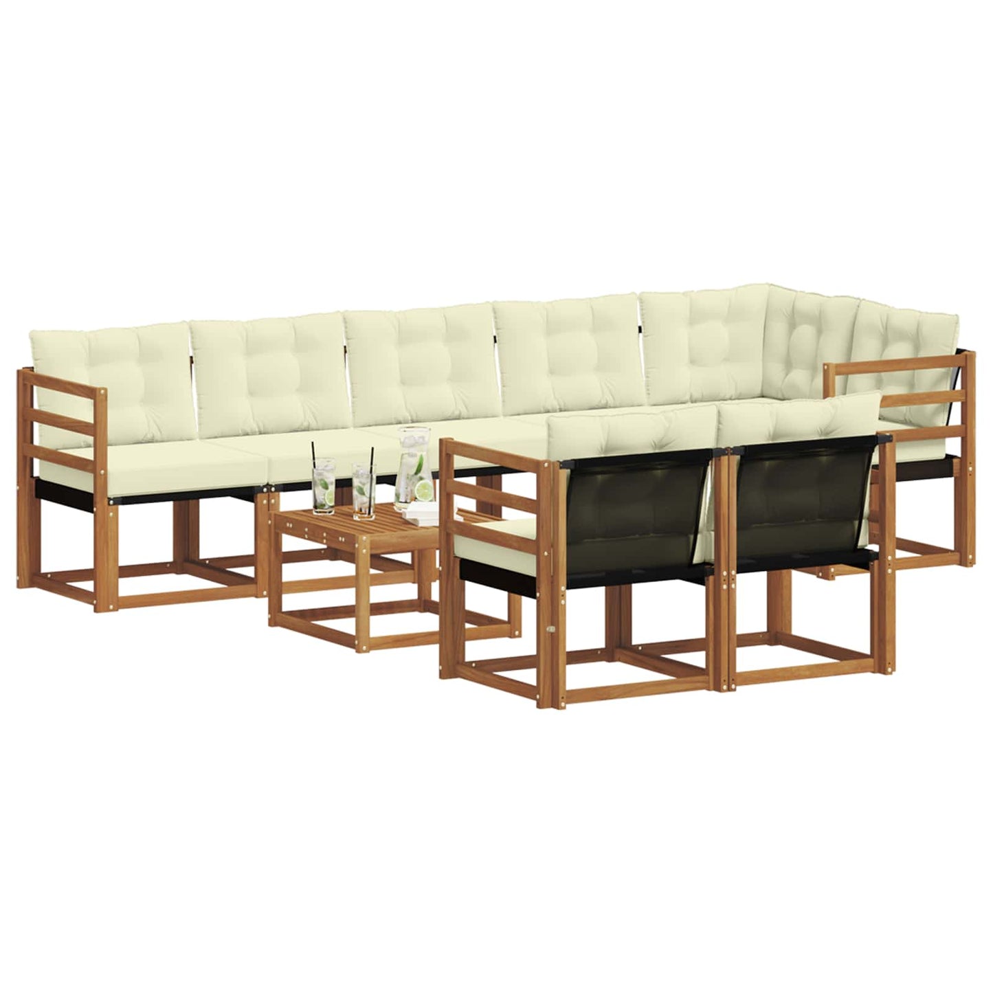 Outdoor-Sofagarnitur 9 stk. Natur und Creme
