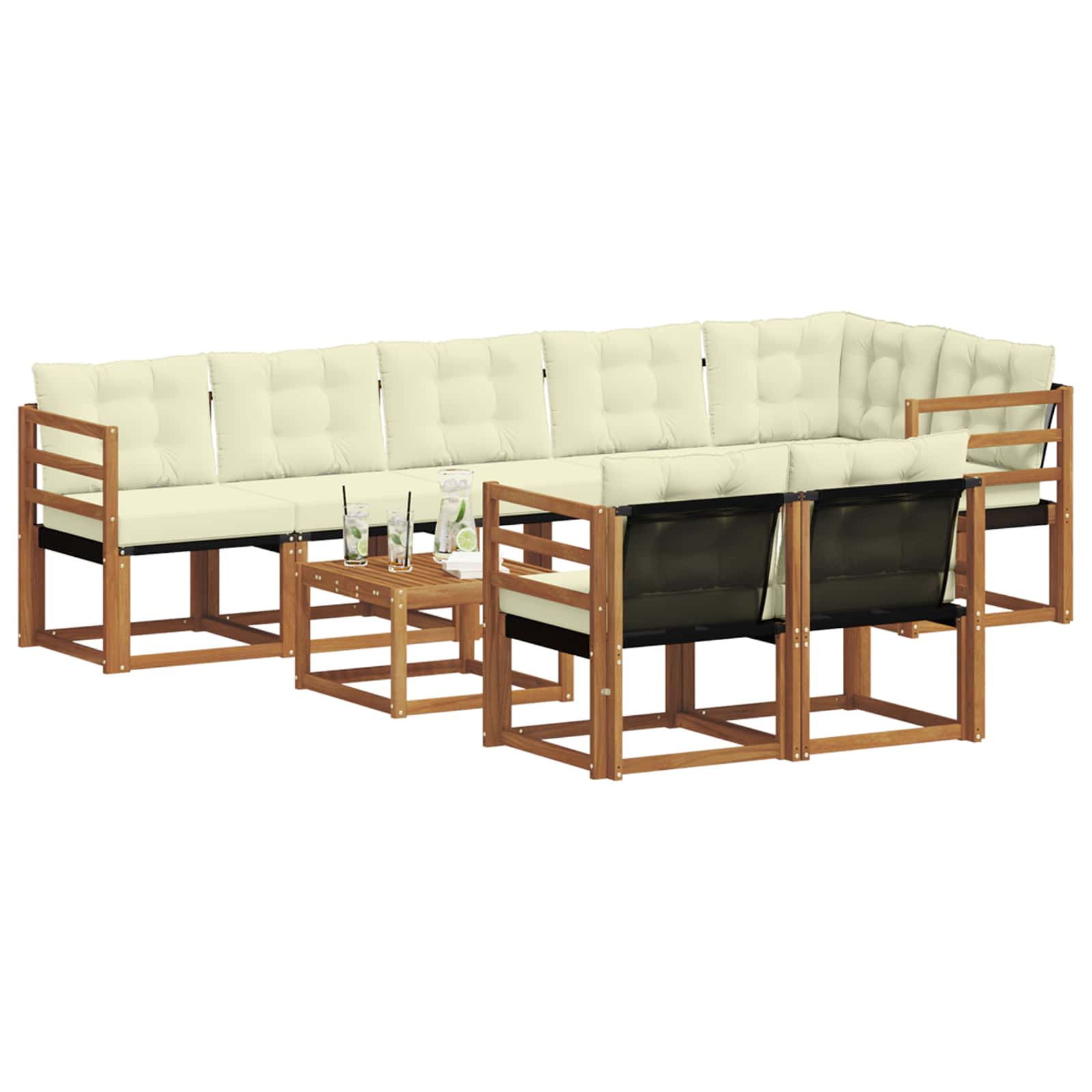 Outdoor-Sofagarnitur 9 stk. Natur und Creme
