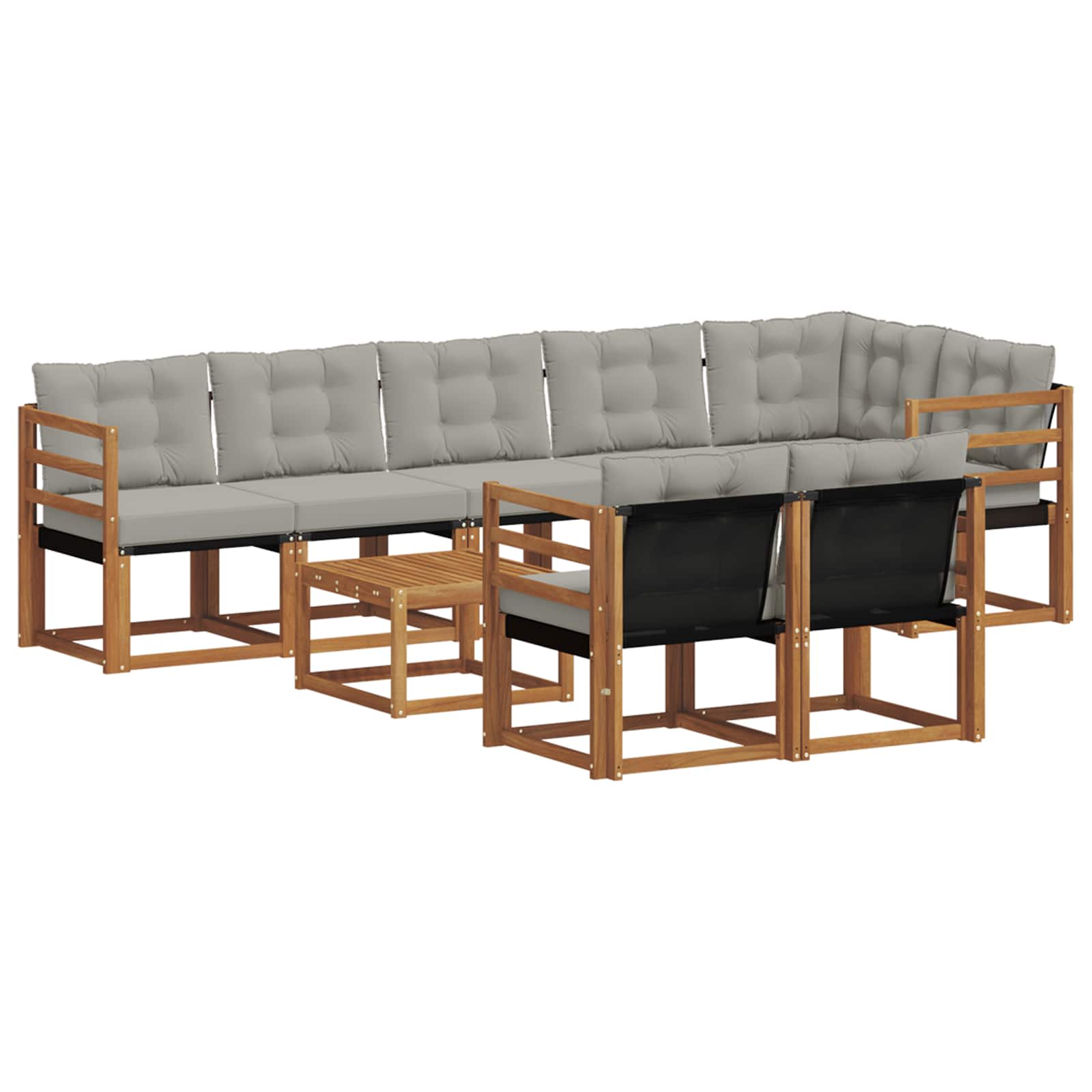 Outdoor-Sofagarnitur mit Kissen 9 pcs Natürlich und Hellgrau