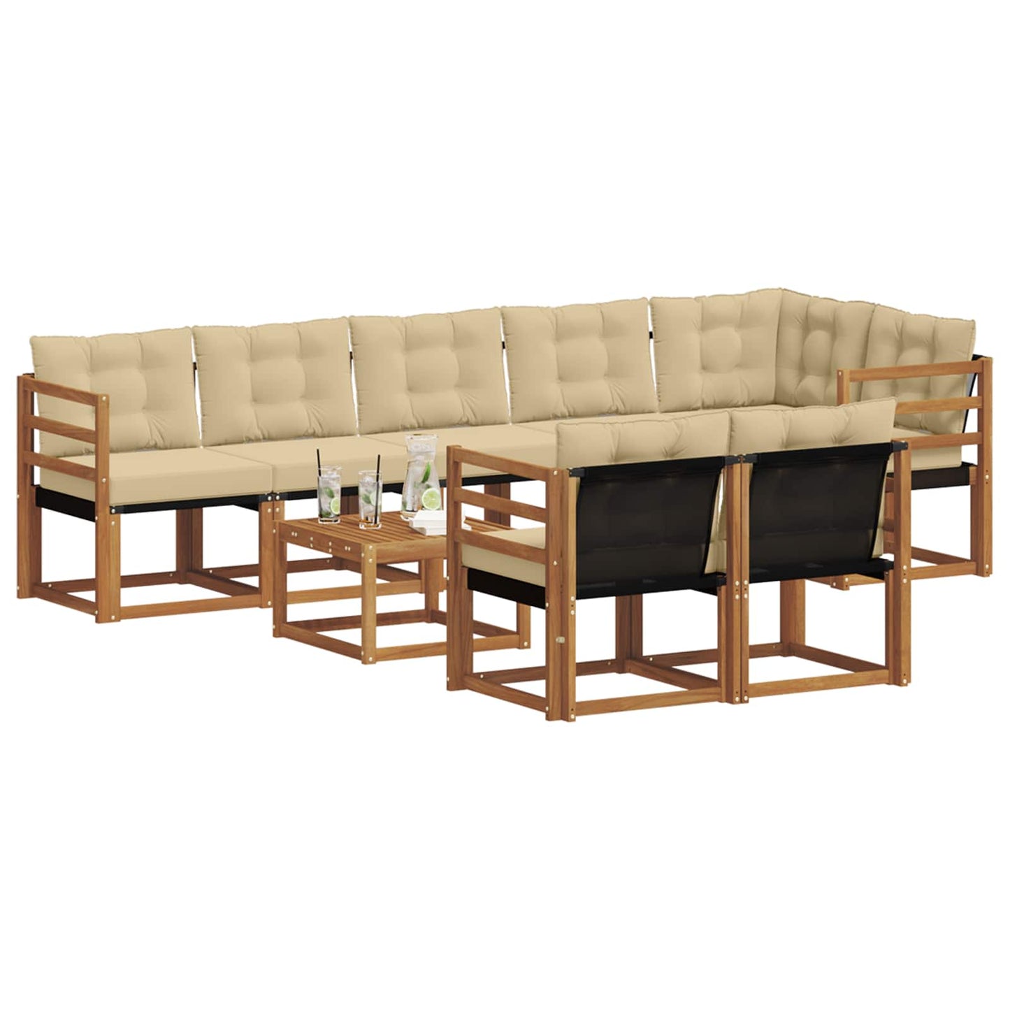 Outdoor-Sofagarnitur 9 stk. Natur und Beige