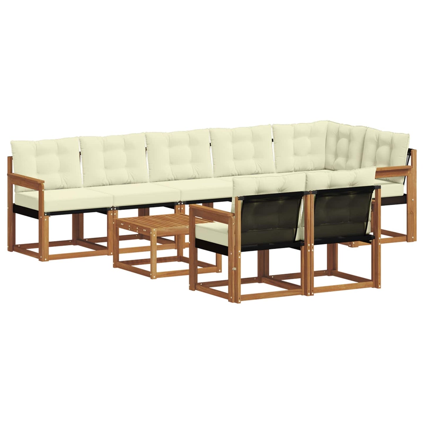 Outdoor-Sofagarnitur mit Kissen 9 pcs Natur und Creme