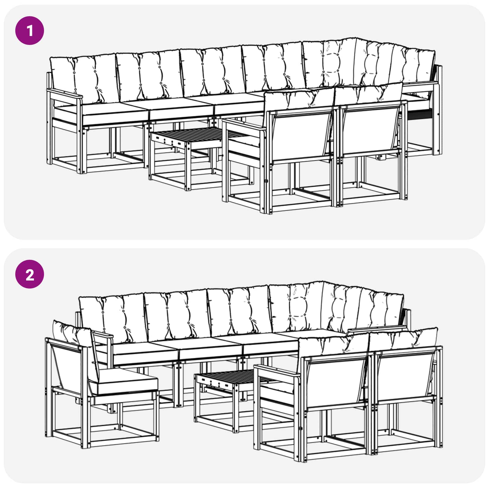 Outdoor-Sofagarnitur mit Kissen 9 pcs Natur und Creme