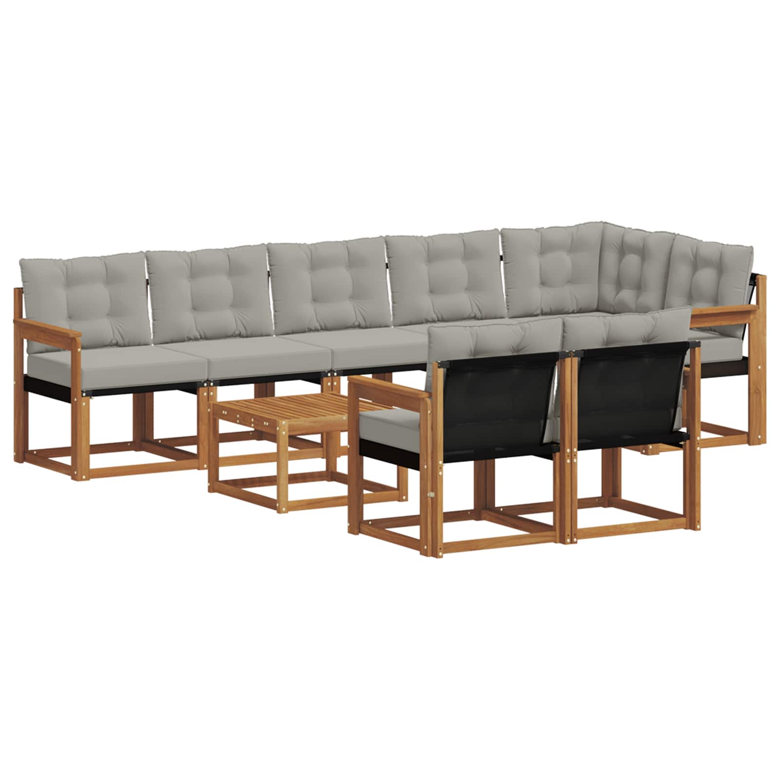 Outdoor-Sofagarnitur mit Kissen 9 pcs Natürlich und Hellgrau