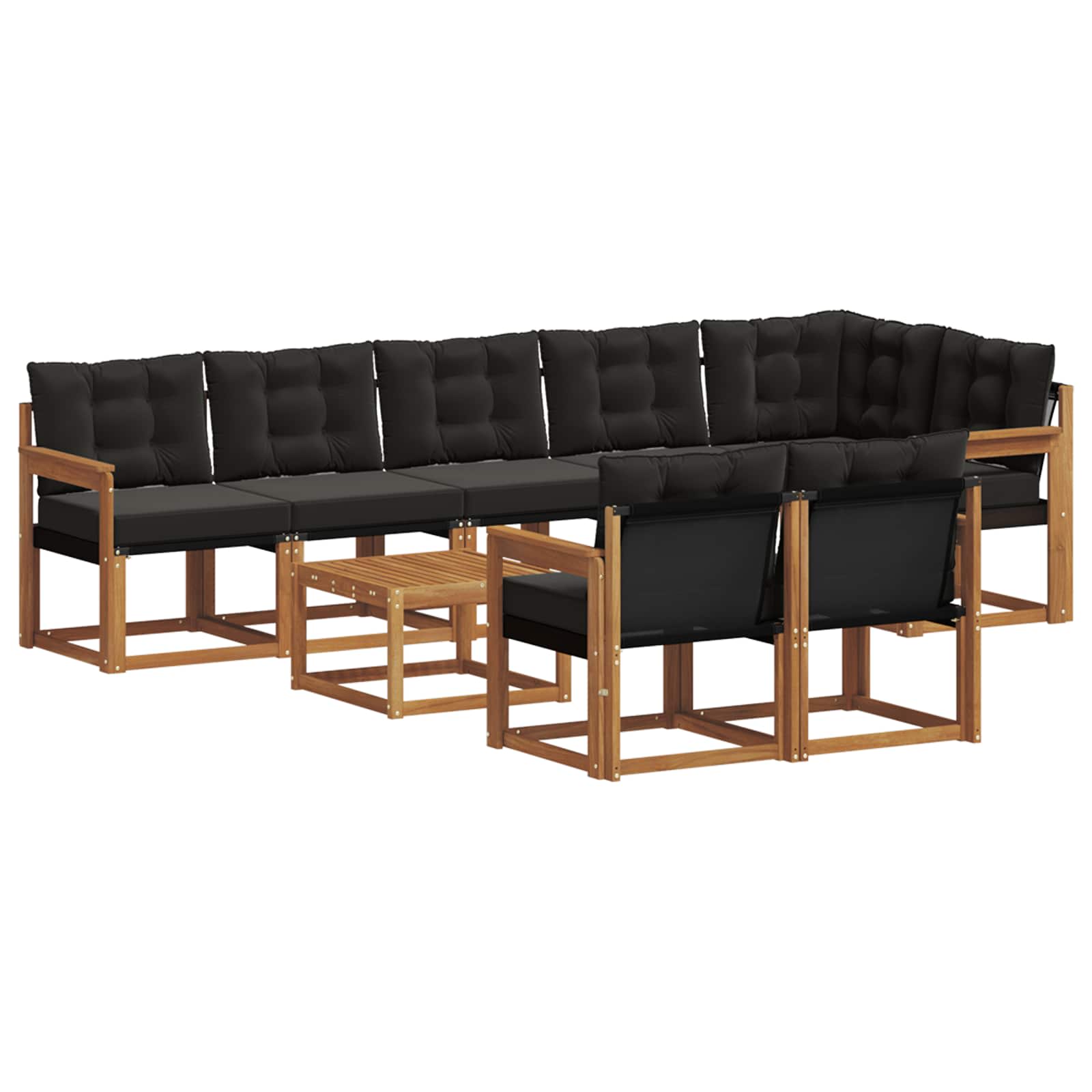 Outdoor-Sofagarnitur mit Kissen 9 pcs Natürlich und Schwarz