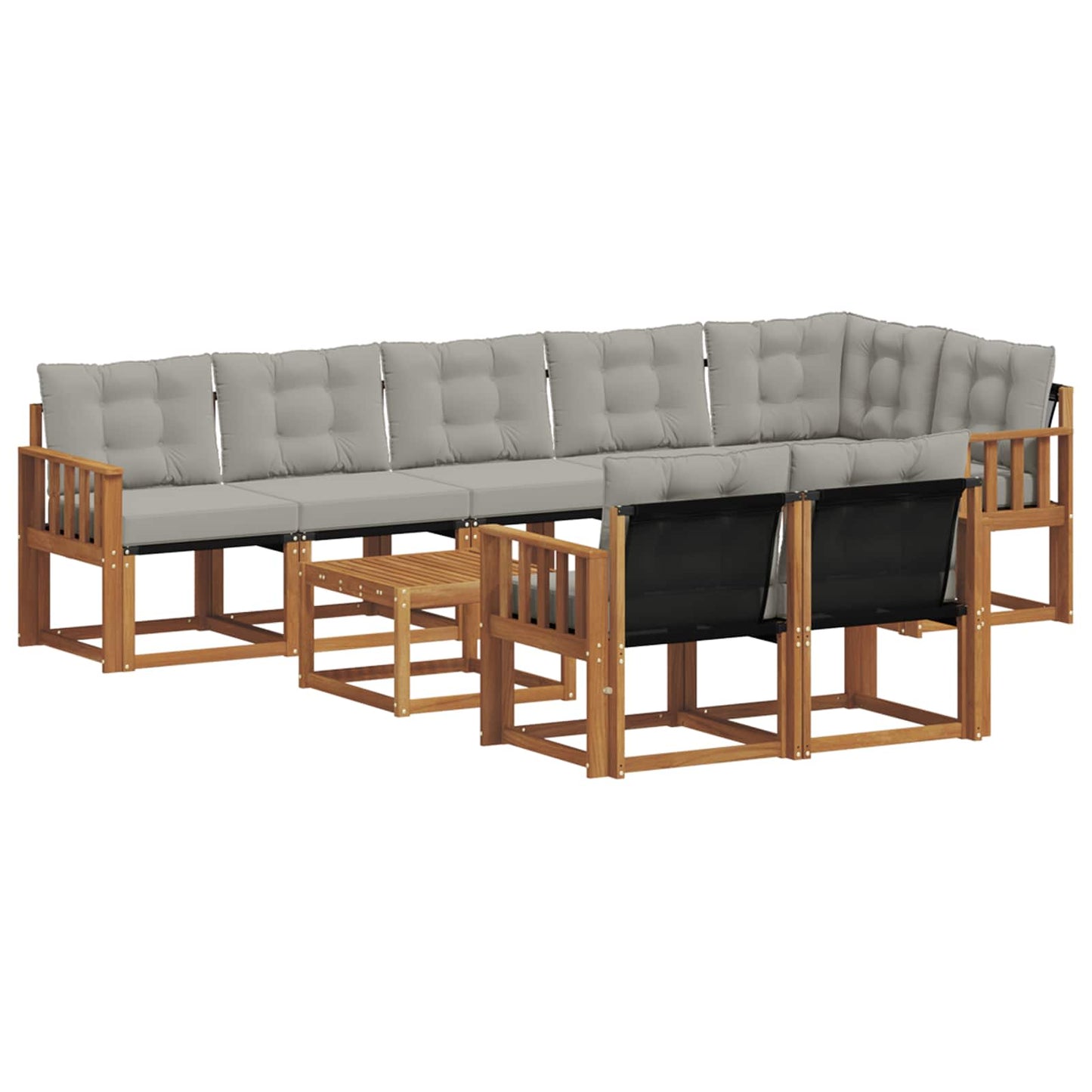 Outdoor-Sofagarnitur mit Kissen 9 pcs Natürlich und Hellgrau