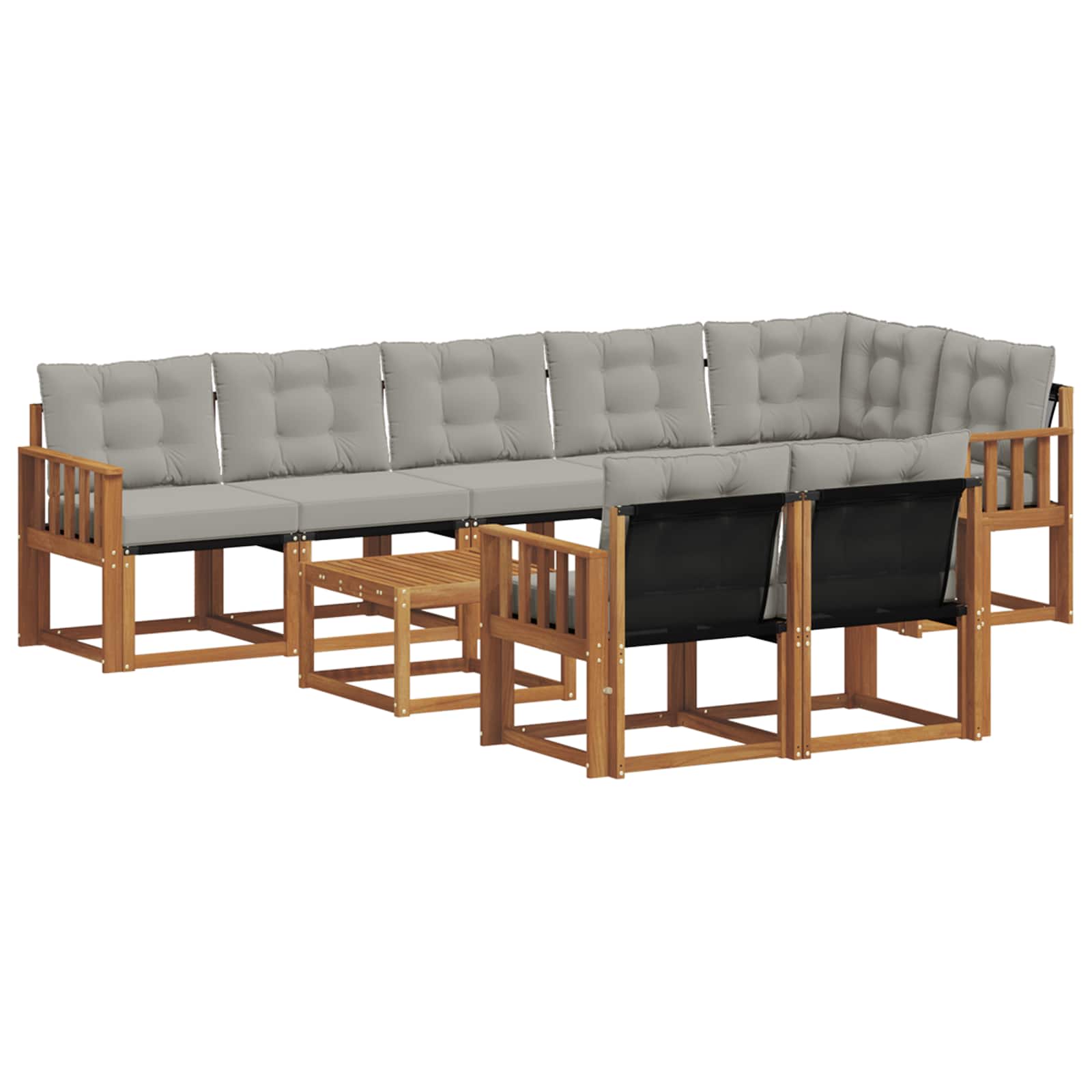 Outdoor-Sofagarnitur mit Kissen 9 pcs Natürlich und Hellgrau
