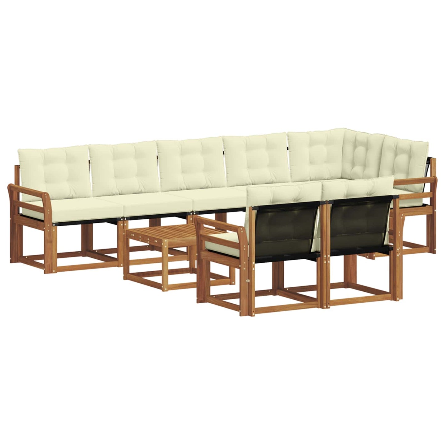 Outdoor-Sofagarnitur mit Kissen 9 pcs Natur und Creme