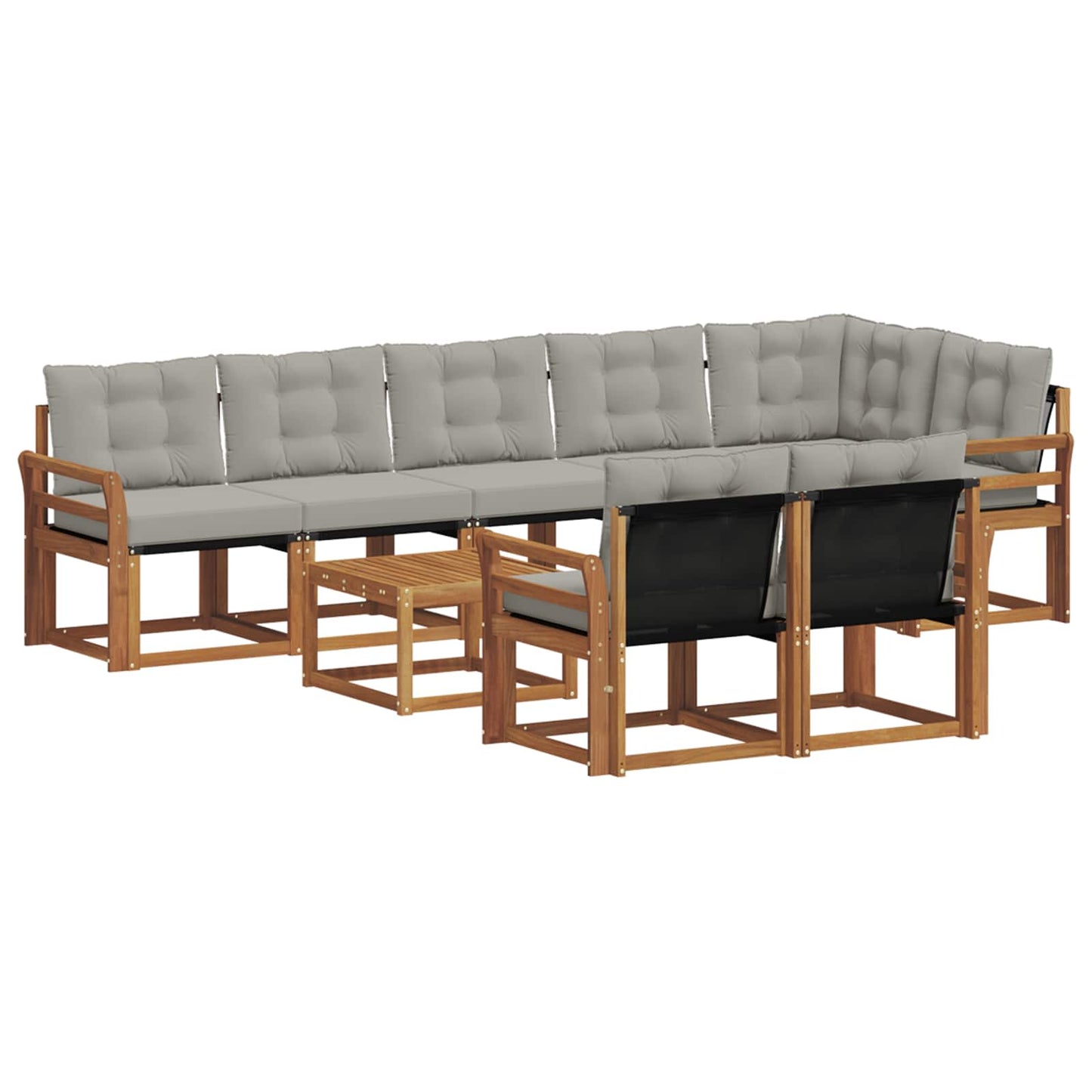 Outdoor-Sofagarnitur mit Kissen 9 pcs Natürlich und Hellgrau